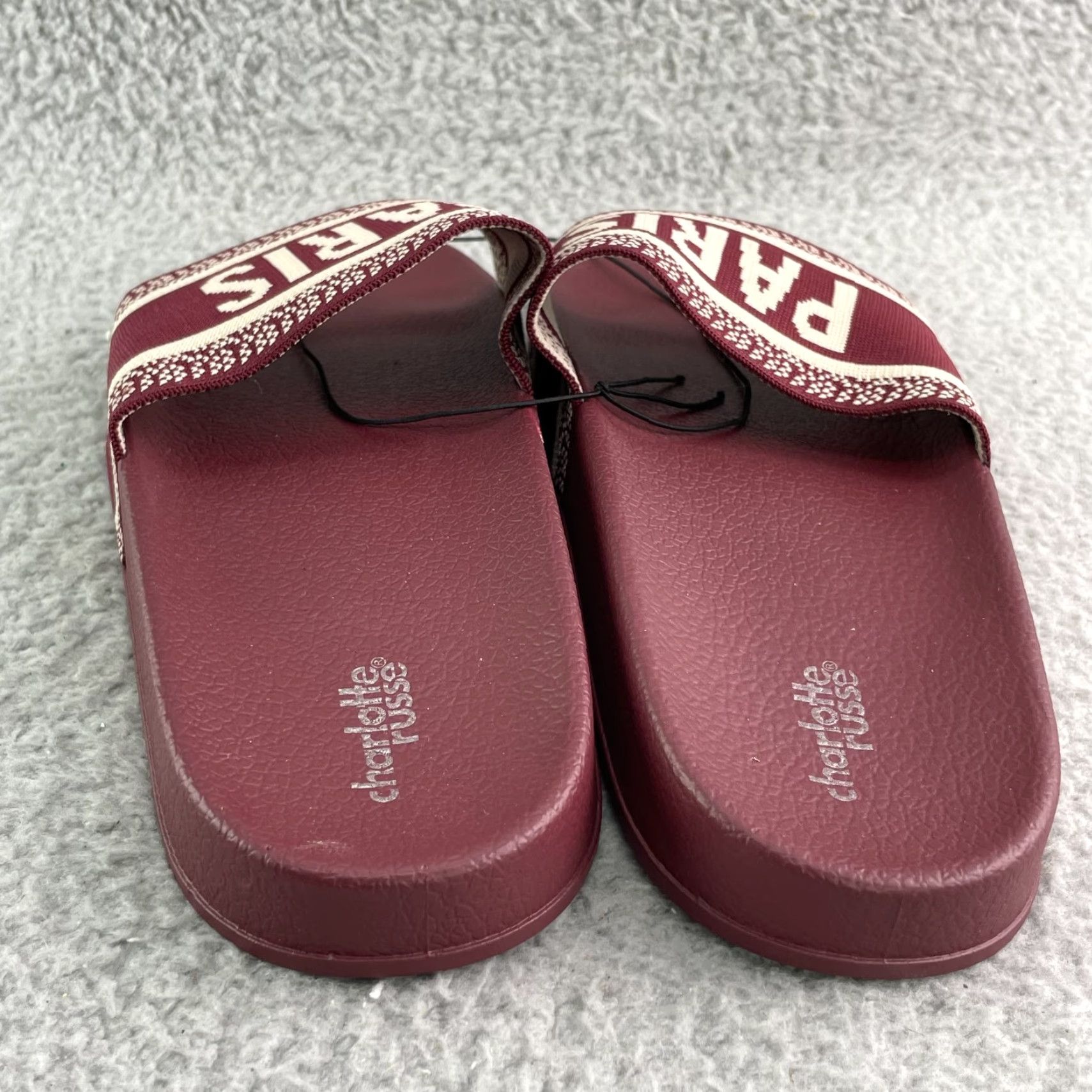 Vintage Charlotte Russe Paris Slides Womens 10 Burgundy Luxury Sandal Beach Glam Resort Size US 10 / IT 40 - 5 Thumbnail
