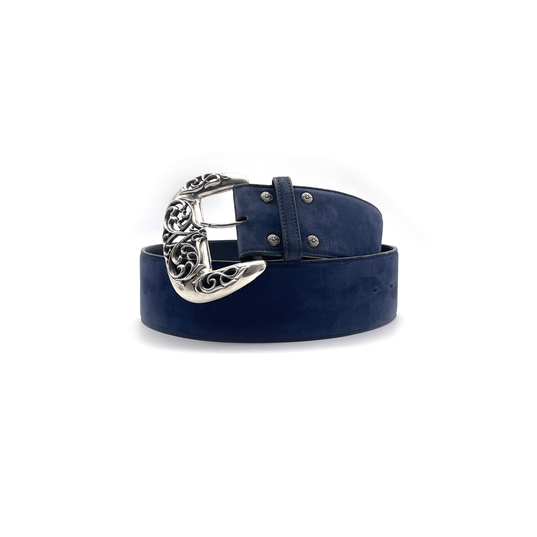 Chrome Hearts Chrome Hearts Silver Vine Navy Nubuck Classic Belt Size ONE SIZE - 1 Thumbnail