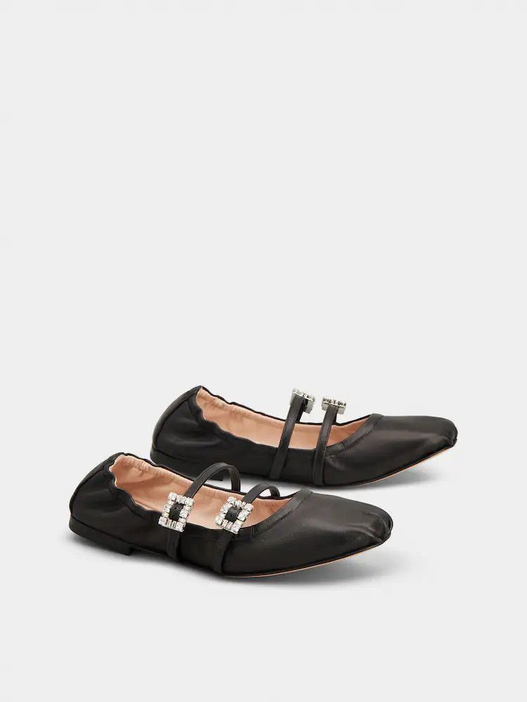 Roger Vivier o1s22i1n0824 Nappa Ballet Strass Buck Flats in Black Size US 9 / IT 39 - 2 Thumbnail