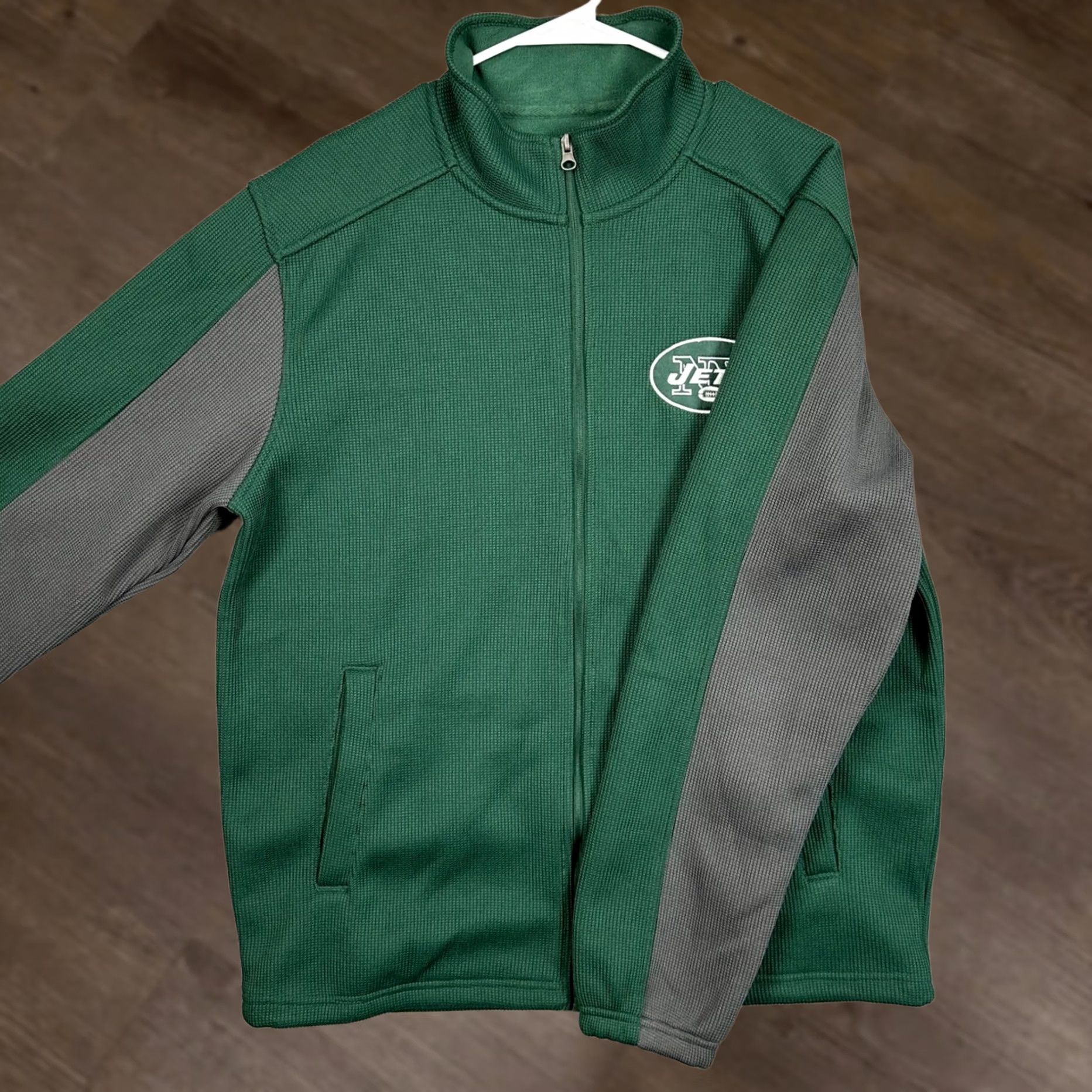 NFL New York Jets Mens Large Jacket Full Zip Green Fleece Lined NFL Track Jacket Size US L / EU 52-54 / 3 - 1 Thumbnail