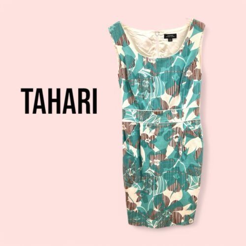 Other TAHARI Arthur S Levine Blue Short Sleeve Dress Beaded Neckli Size M / US 6-8 / IT 42-44 - 1 Thumbnail