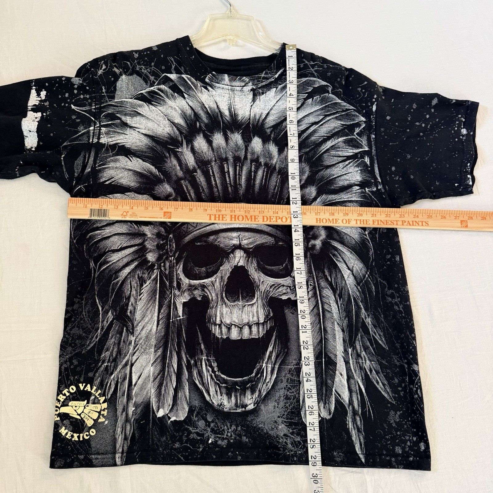 Other Puerto Vallarta Mexico AOP Skull Feather Headdress Tee Goth Size US L / EU 52-54 / 3 - 7 Thumbnail