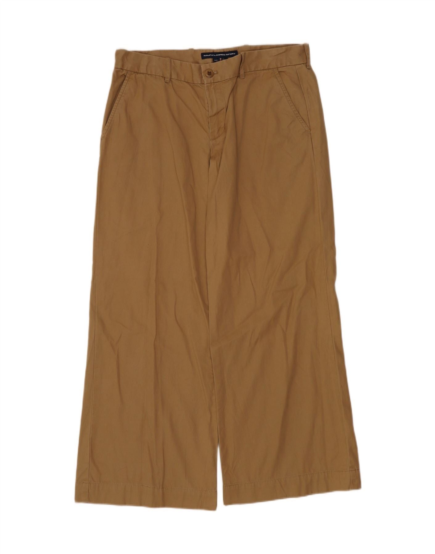 Ralph Lauren Womens Wide Leg Chino Trousers US 4 Small W30 L26 Brown Cott Size 25" / US 0 / IT 36 - 1 Thumbnail