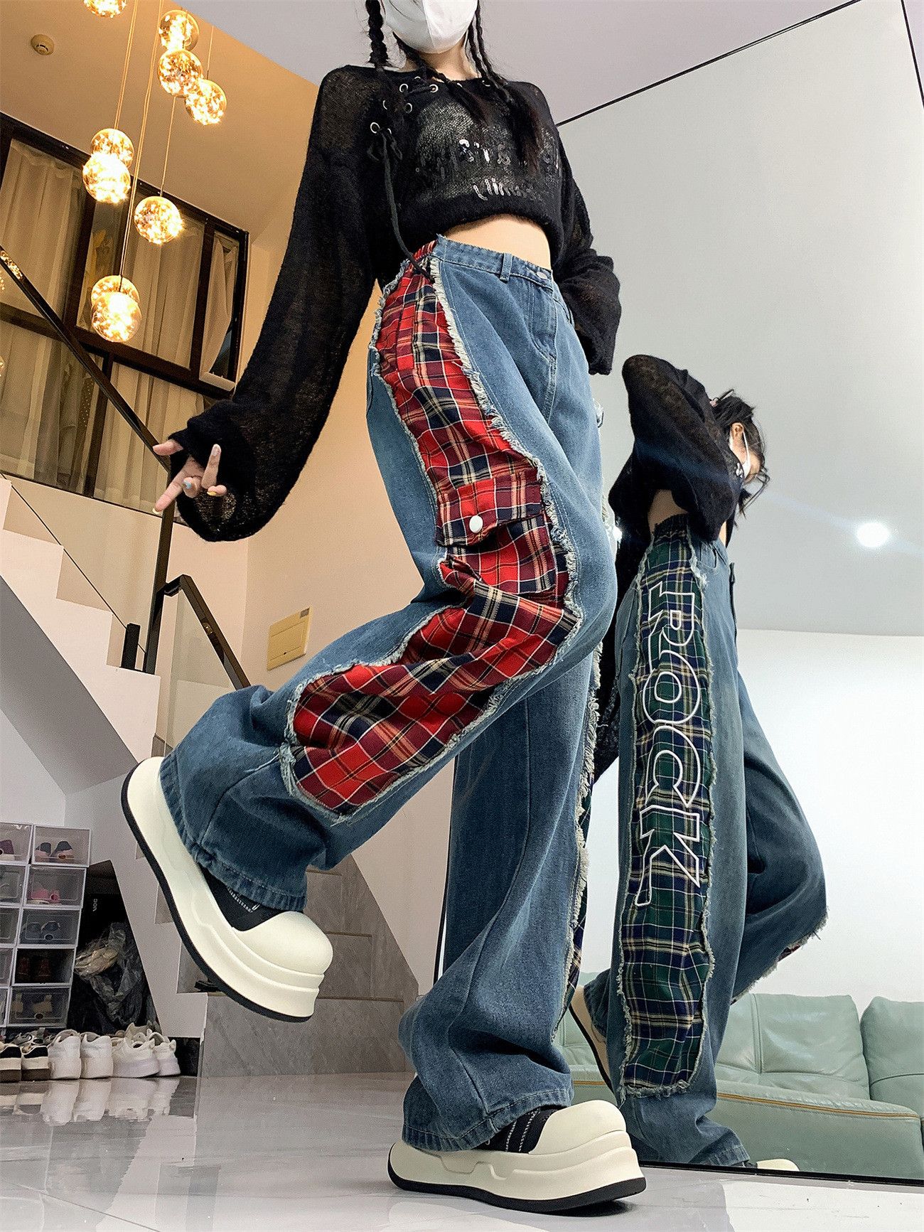 Japanese Brand × Jean High Street Splicing Letter Jeans Size US 30 / EU 46 - 1 Thumbnail