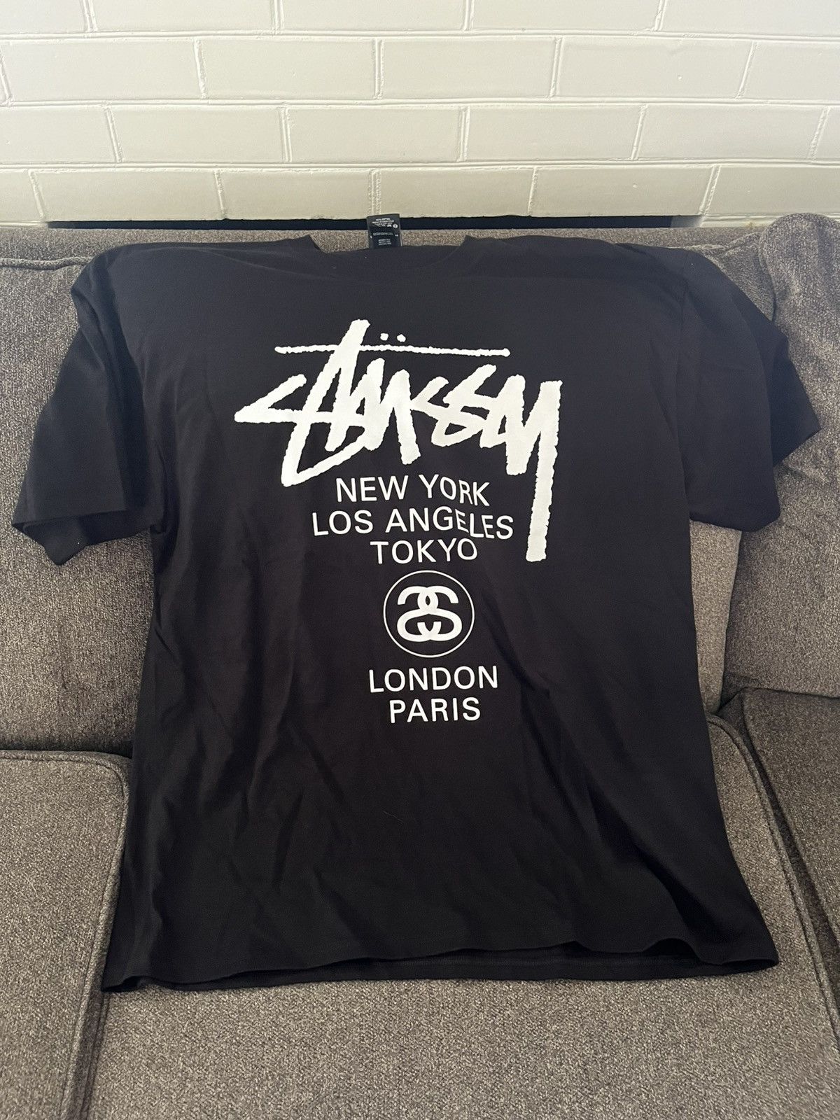 Stüssy World Tour T-Shirt Black – Size XXL – Classic Logo