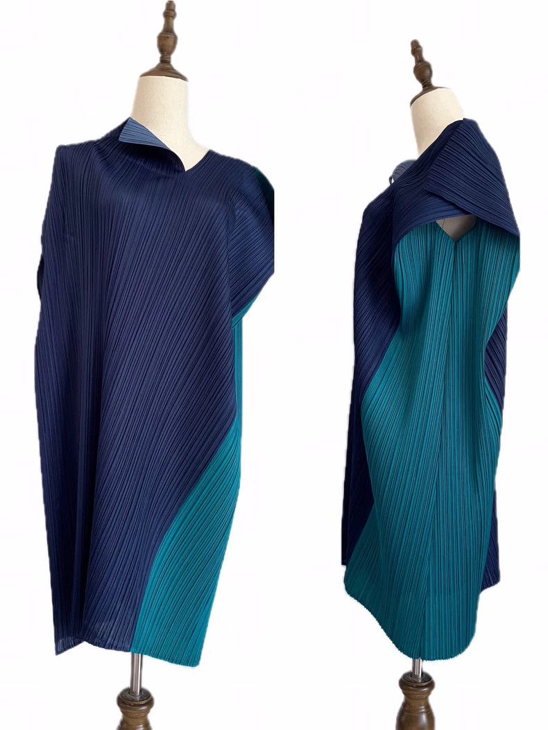 Issey Miyake Issey Miyake size:3 Blue asymmetrical color-blocked kelp d Size M / US 6-8 / IT 42-44 - 3 Thumbnail