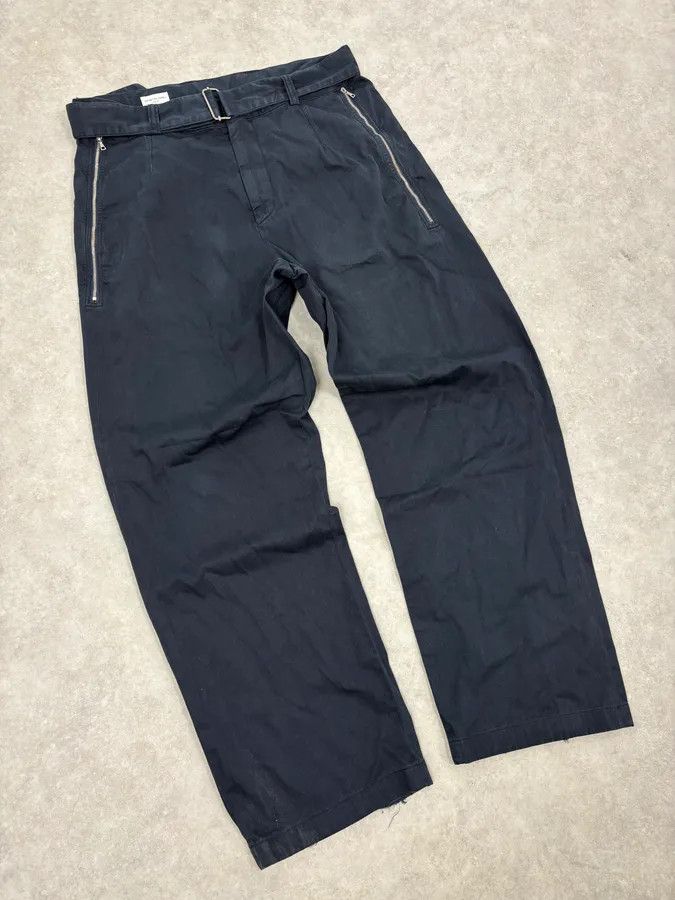 Dries Van Noten Dries Van Noten Navy Minimalist Belted Cozy Pants Size US 34 / EU 50 - 5 Thumbnail