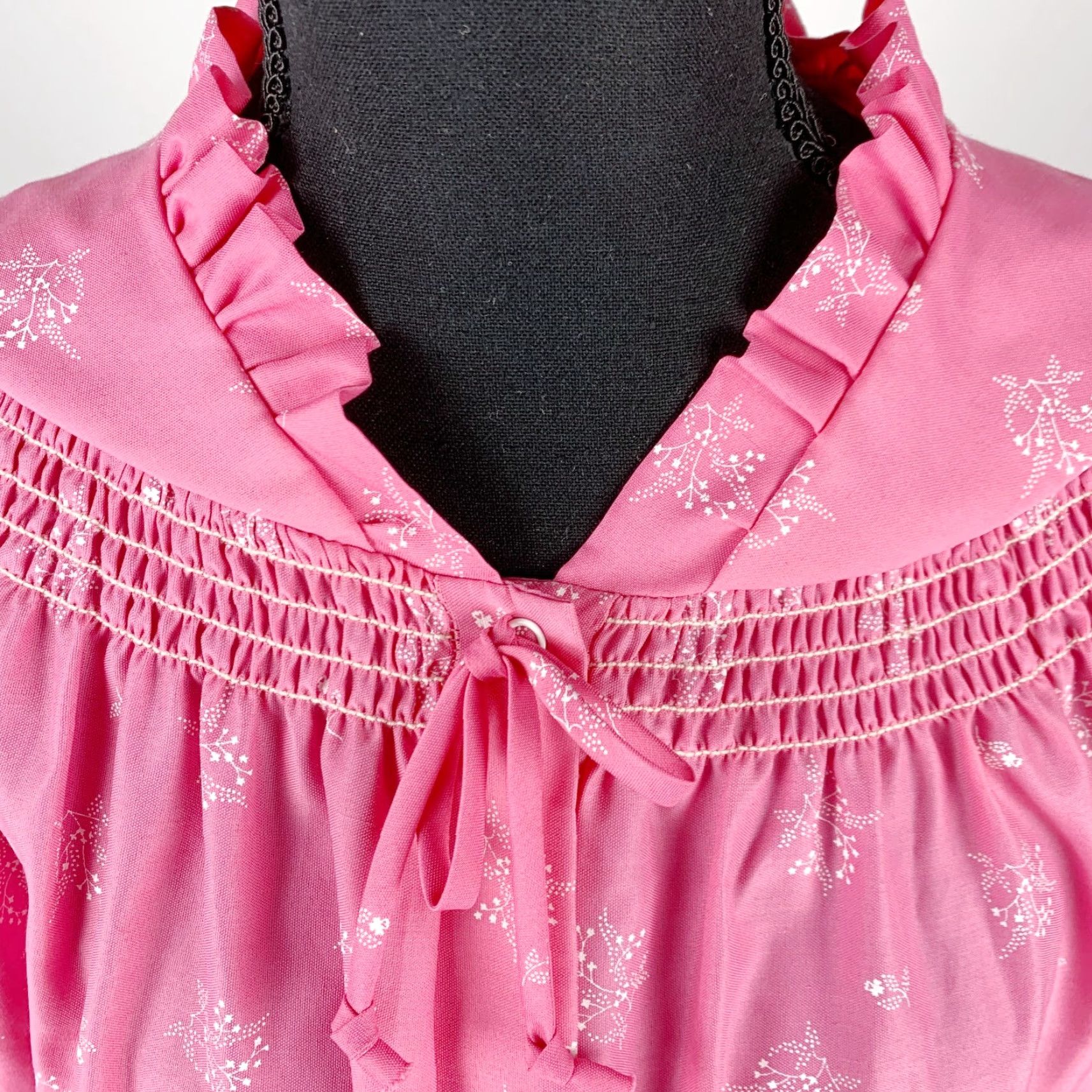Pinko VINTAGE Serenity Nightgown Muumuu Caftan Pink 40 Med Cotton Blend 1970s Size ONE SIZE - 4 Thumbnail