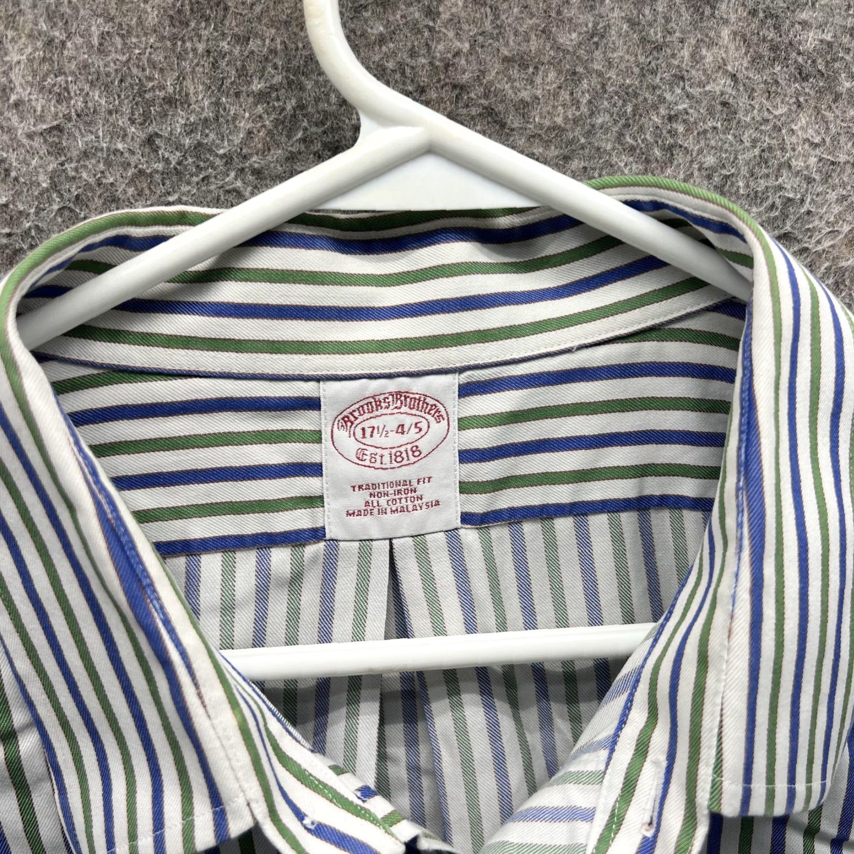 Brooks Brothers Brooks Brothers Dress Shirt Mens 17.5 4/5 Blue Stripe Non Iron Classic Fit Shirt Mens Neck 17.5 Size 48R - 5 Thumbnail
