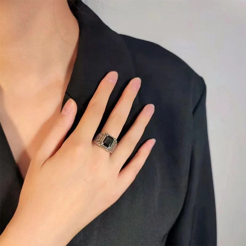 Designer × Jewelry Black Crystal Ring Size ONE SIZE - 4 Thumbnail