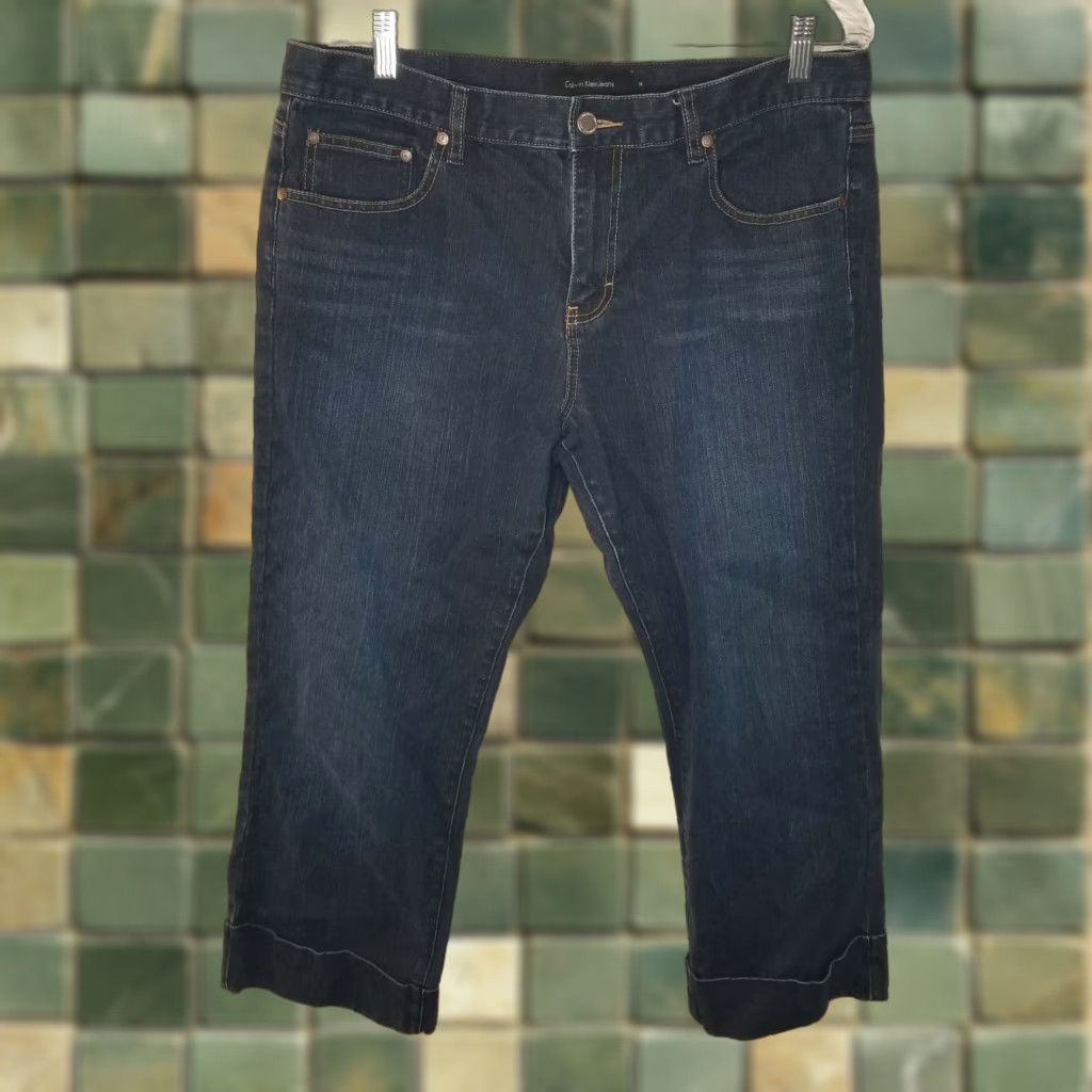 Calvin Klein CALVIN KLEIN Jeans Womens Dark Blue Cuffed Size 14 Cropped Denim Jeans 14 Women Size 36" / US 14 / IT 50 - 1 Thumbnail