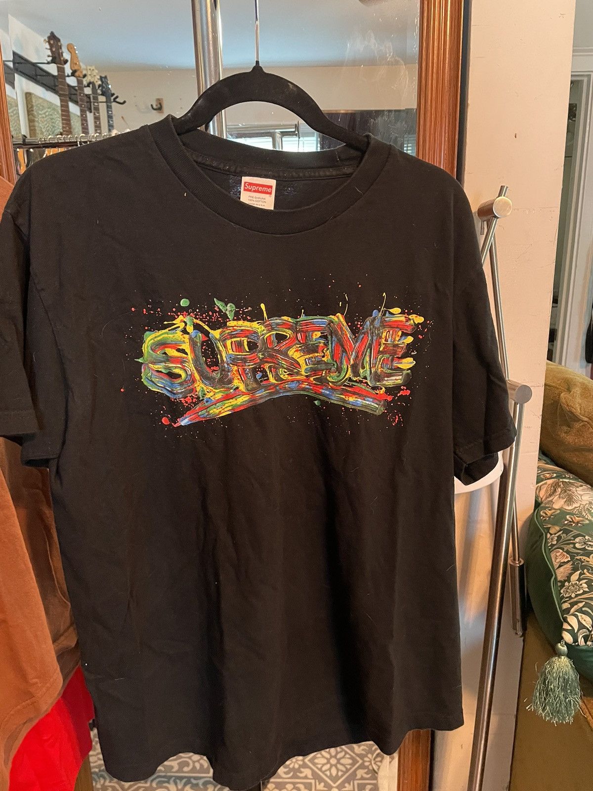 Supreme Supreme Black Paint logo tee Size US M / EU 48-50 / 2 - 1 Thumbnail