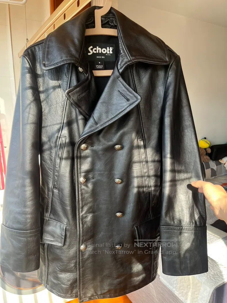 Schott Schott Slim double-breasted cowhide rock moto tope coat Size US S / EU 44-46 / 1 - 2 Thumbnail