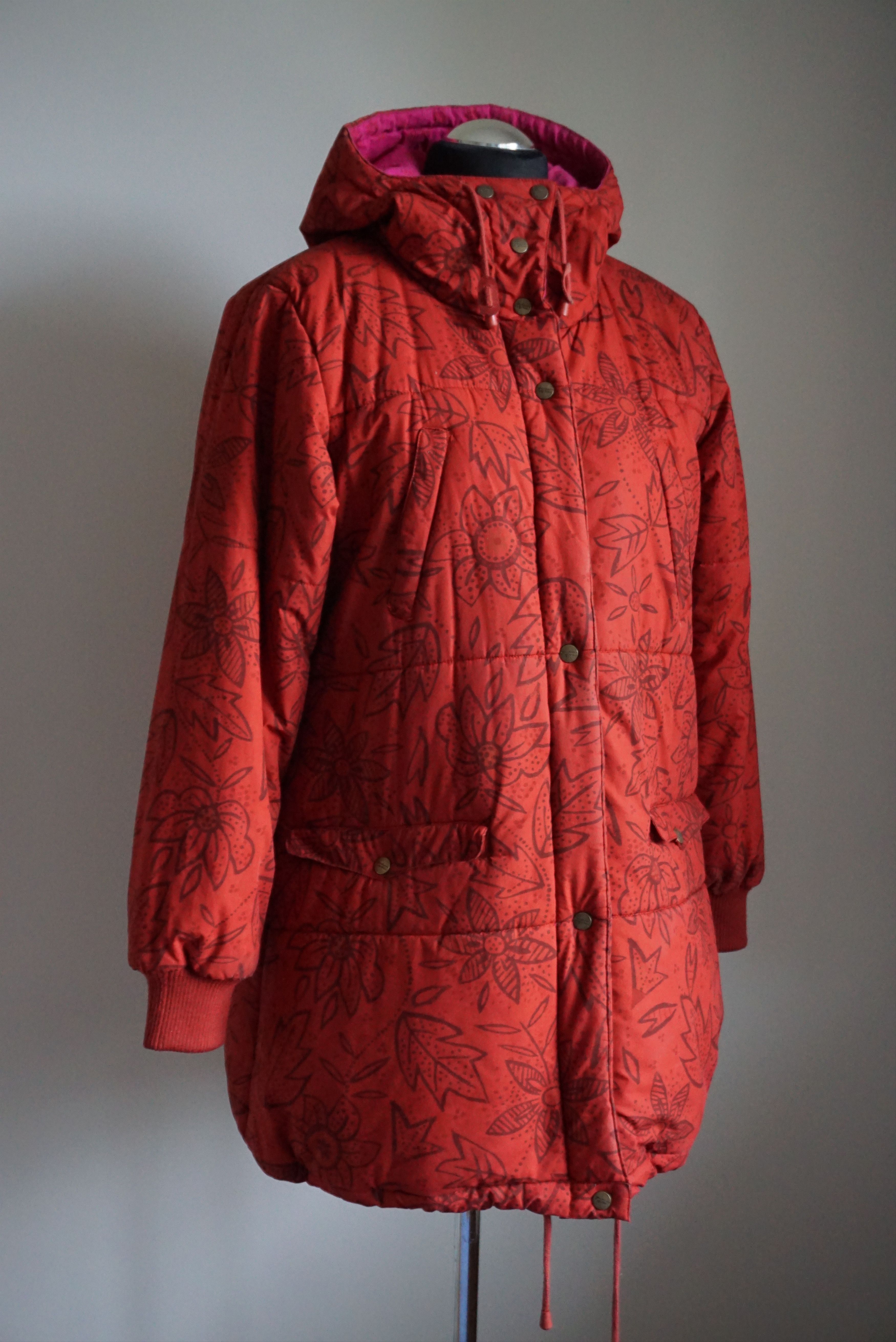 image of Vintage Gudrun Sjoden Puffer Down Parka Jacket Coat M (L) Hooded 12 in Red, Women's (Size Medium)