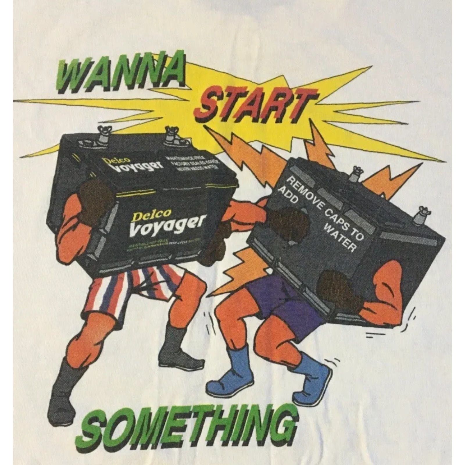 Vintage Vtg 90s Delco Voyager Battery Wanna Start Faded Promo Shirt XL Grunge Humor Size US XL / EU 56 / 4 - 3 Thumbnail