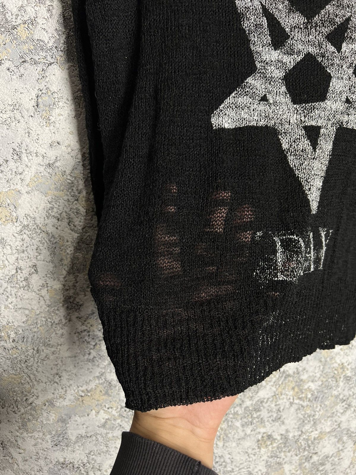 Vintage Religion Women’s Mesh Sweater Dark Day Logo Size 10 Blouse Size M / US 6-8 / IT 42-44 - 3 Thumbnail