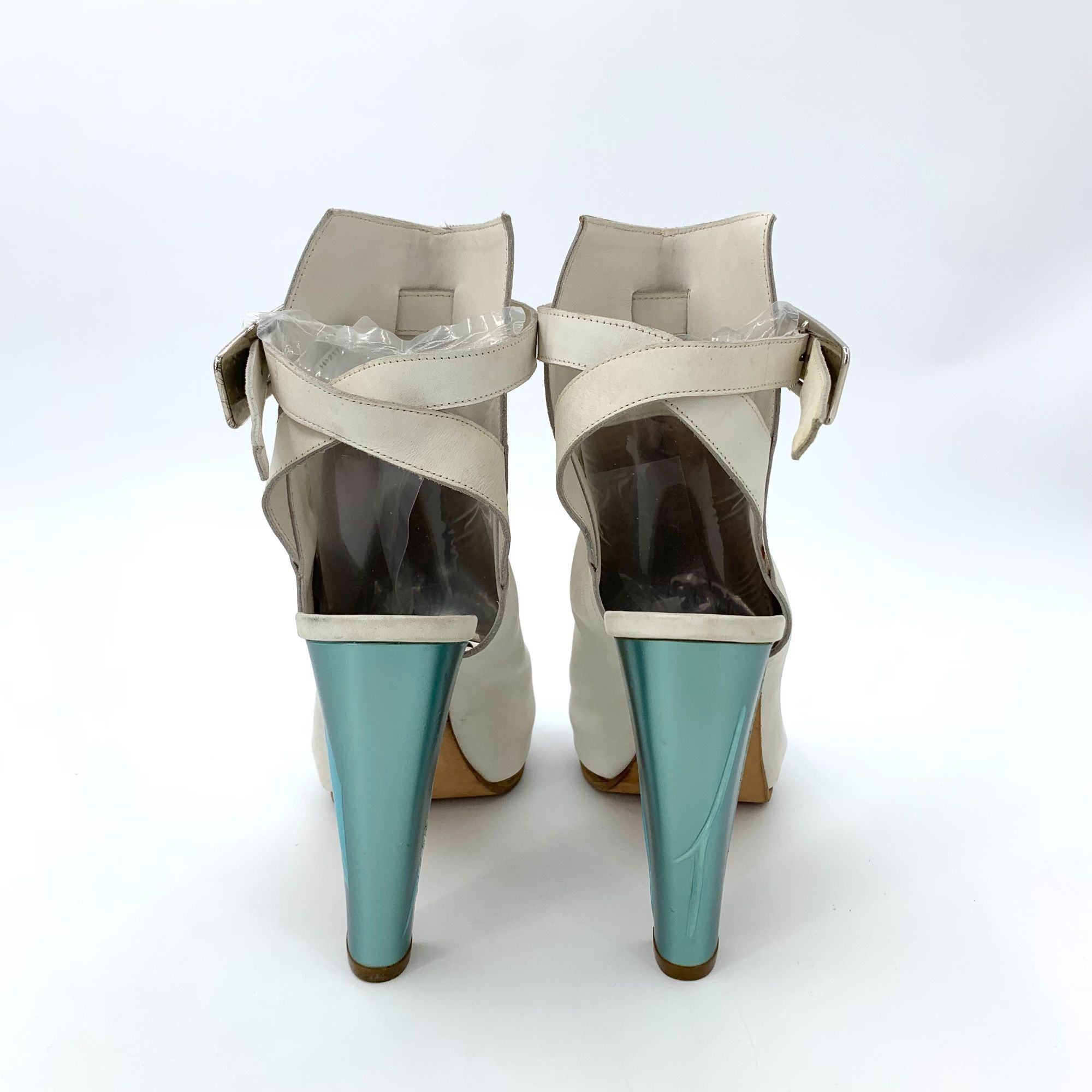 Hermes Hermès White Leather Open-Toe Strappy High Heel Sandals (Siz Size US 8 / IT 38 - 10 Thumbnail