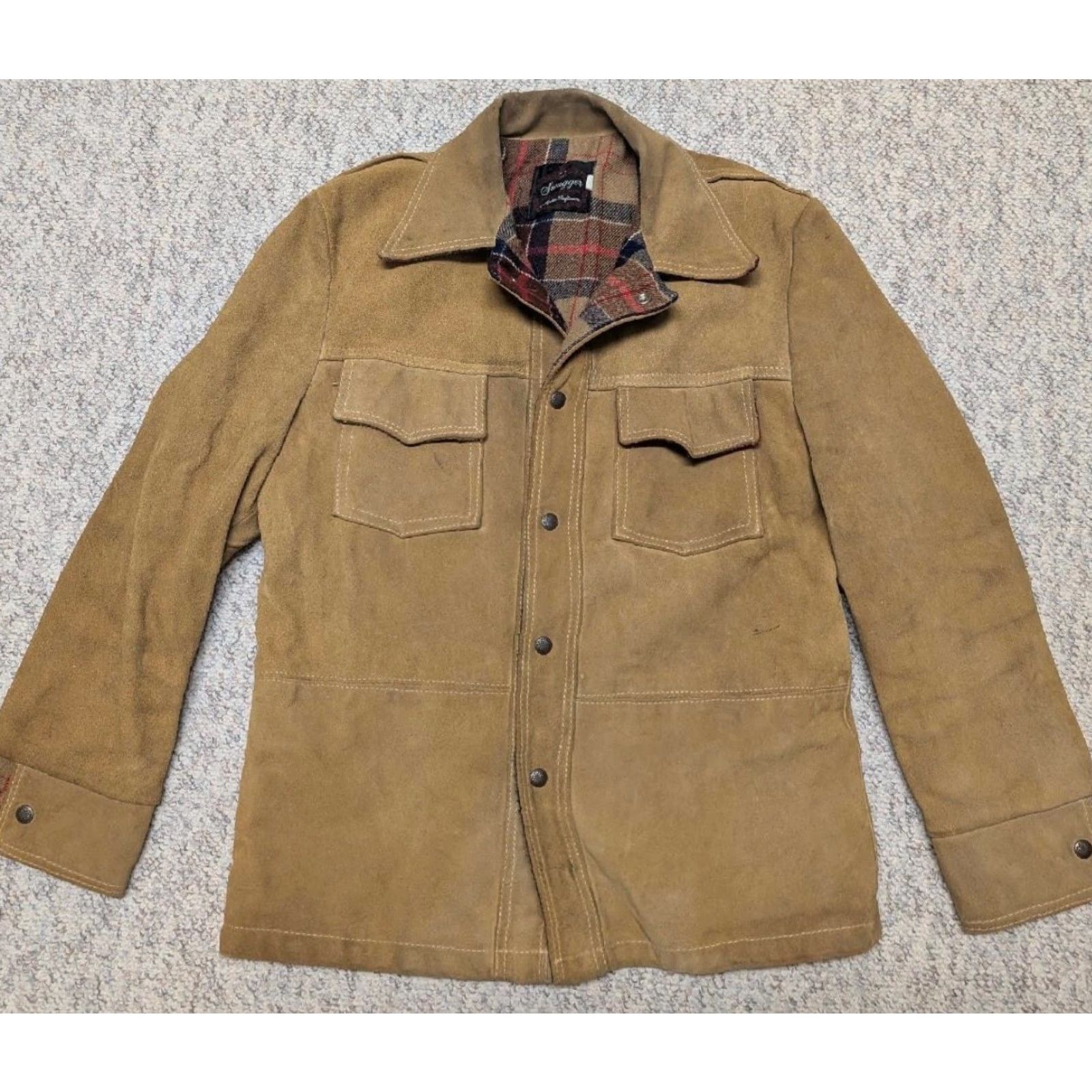 Vintage VINTAGE Swagger Trucker Jacket Shirt Mens M Split-Suede Cowhide Leather Western Brown 40-42 1970s Size US M / EU 48-50 / 2 - 5 Thumbnail