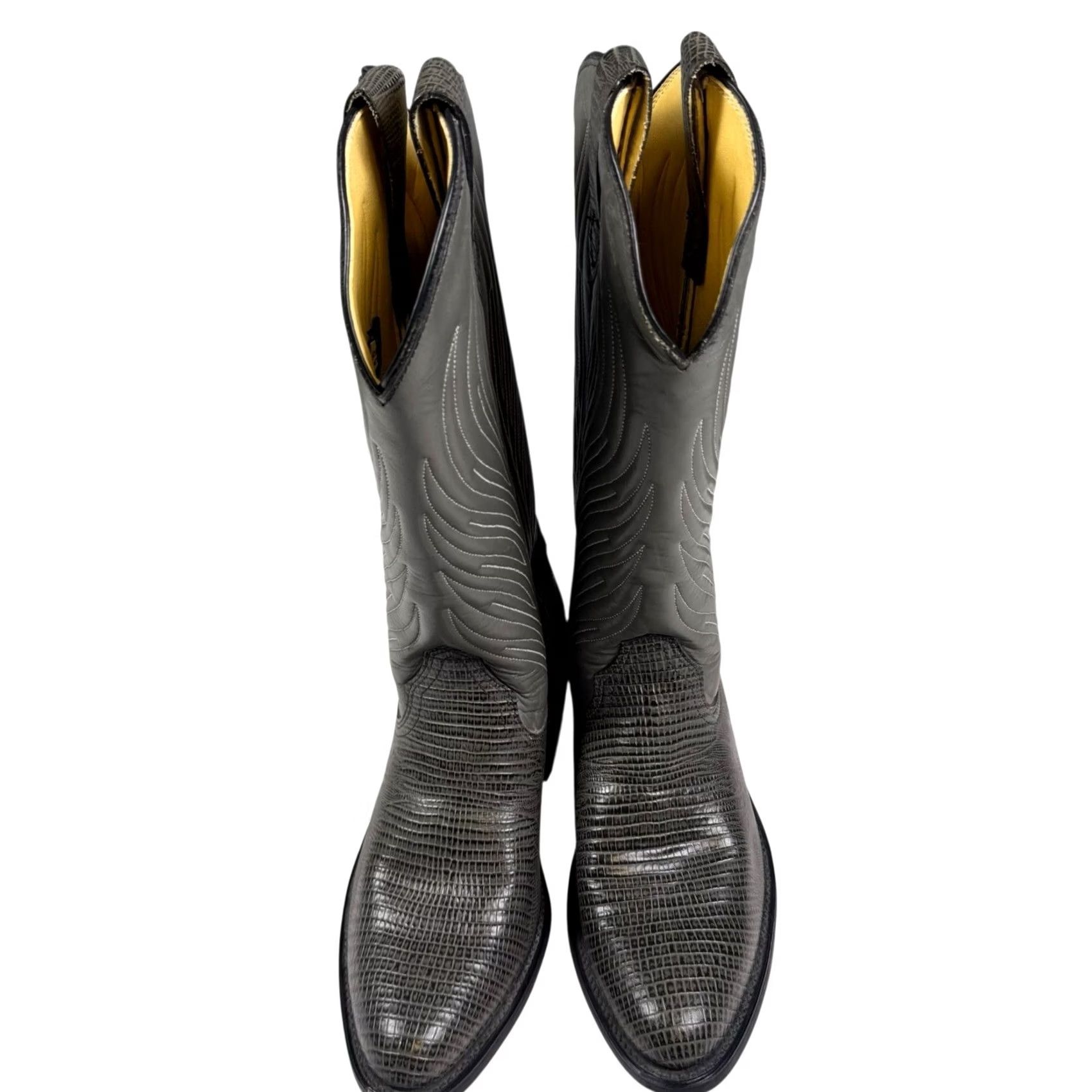 Frye VINTAGE Frye Boots Men's 8D Leather Snakeskin Western Cowboy USA Made 91021 Size US 8 / EU 41 - 2 Thumbnail