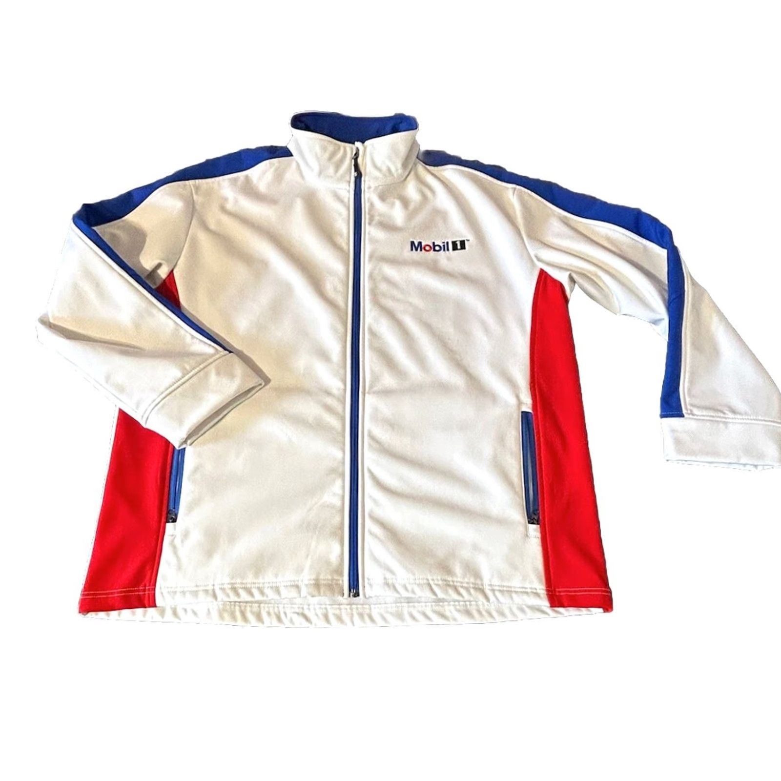 NBA VINTAGE Mobile 1 Racing Coat Jacket Men XL Full Zip Red White Blue NBA Logo Embroidered Size US XL / EU 56 / 4 - 6 Thumbnail