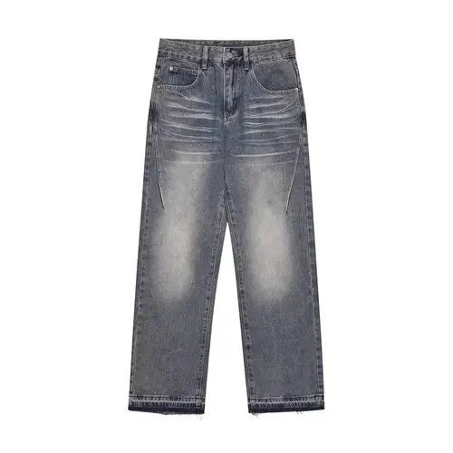 VIBE American retro washed distressed raw edge straight jeans Size US 32 / EU 48 - 1 Preview