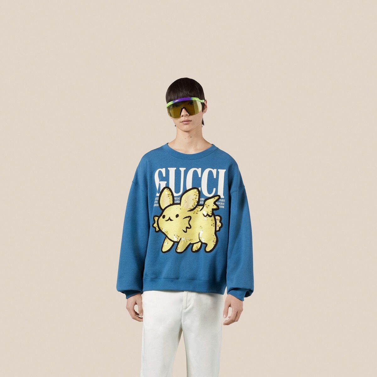 Gucci o1s1wg111025 Cotton Sweatshirt With Animal Patch in Blue Size US XXL / EU 58 / 5 - 7 Thumbnail