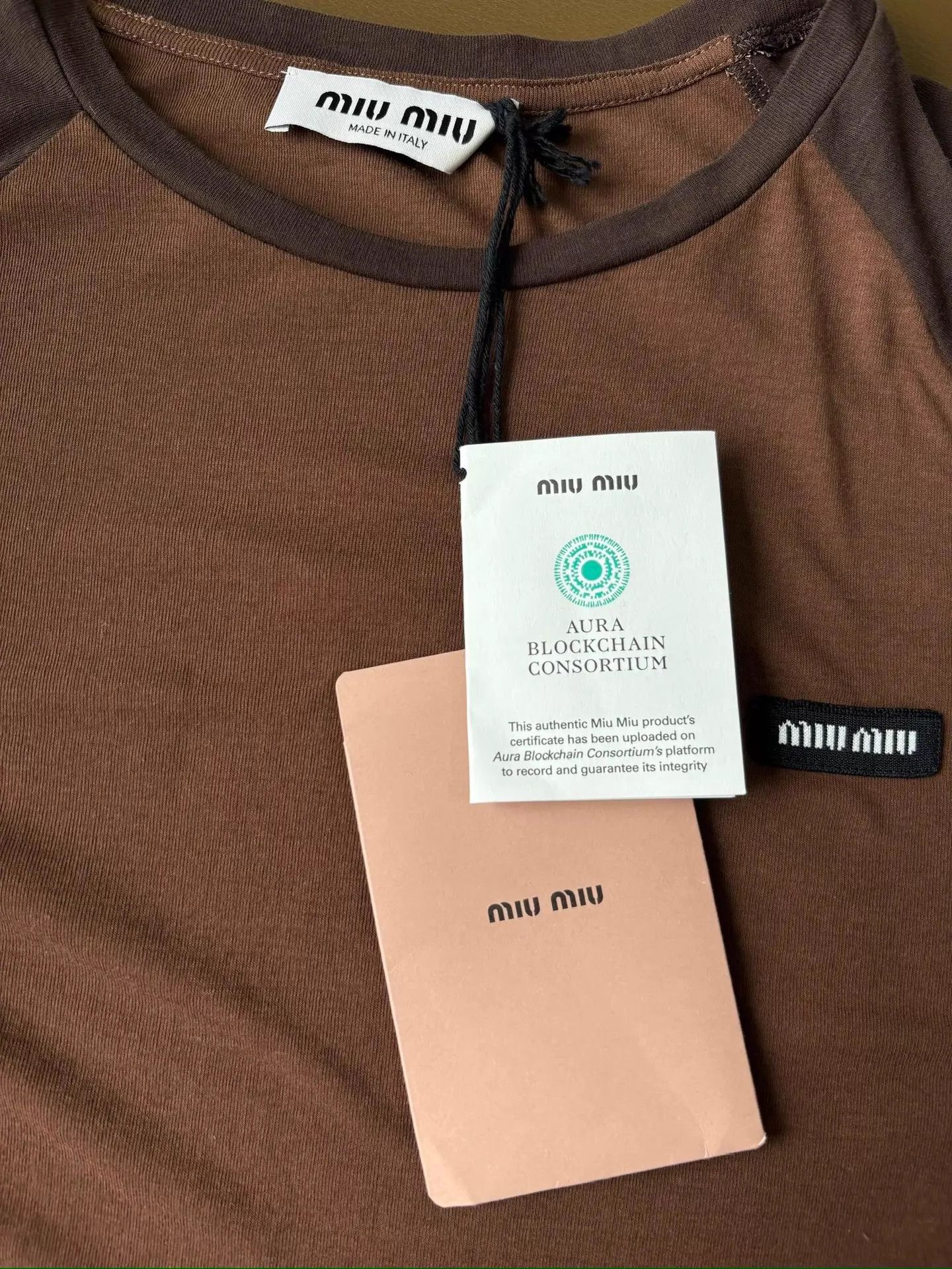 Miu Miu MIU MIU Brown Colorblock Logo Embroidered LS Top XS Size XS / US 0-2 / IT 36-38 - 4 Thumbnail