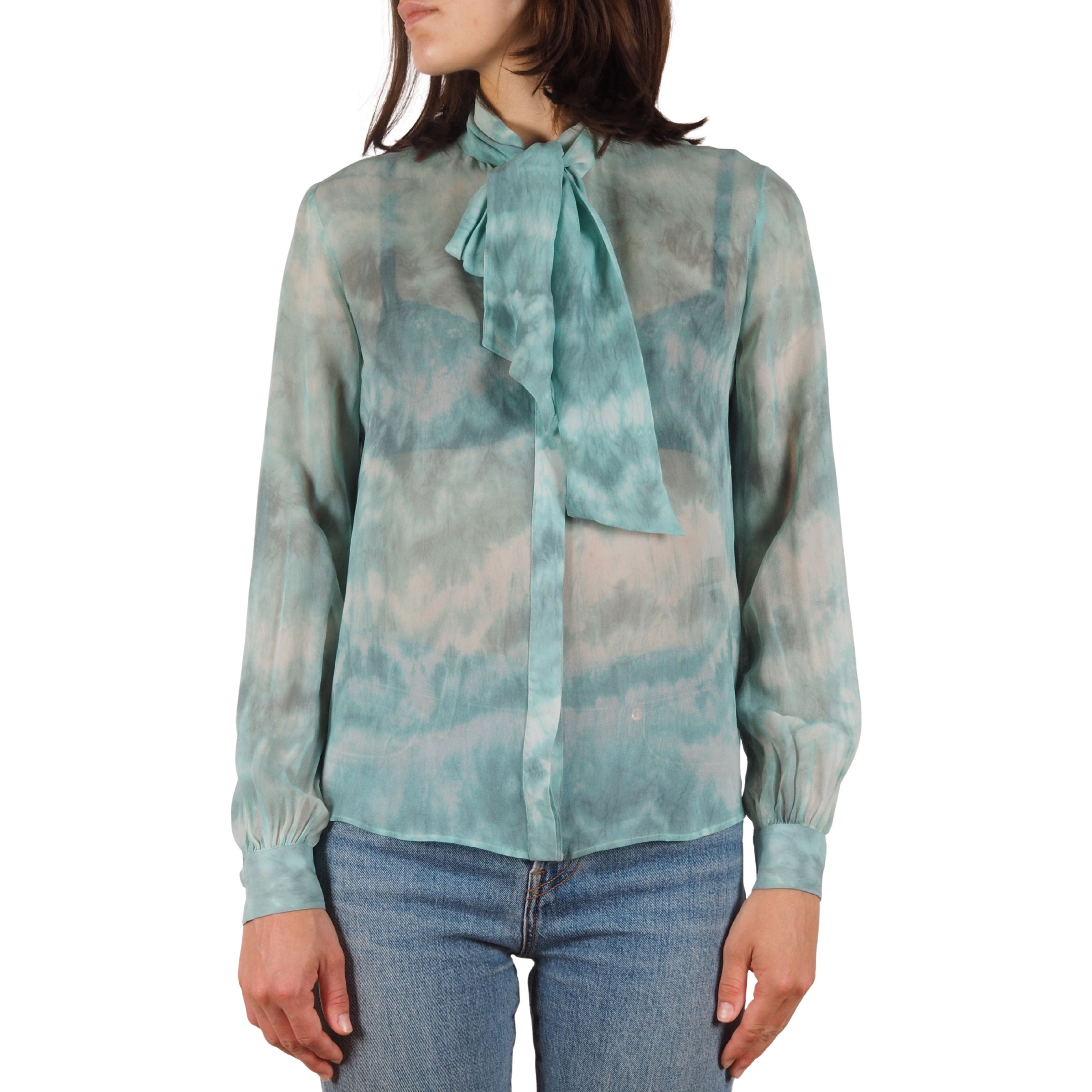 Roberto Cavalli Roberto Cavalli Vintage Sheer Silk Tie-Dye Tie Neck Blouse Size XS / US 0-2 / IT 36-38 - 1 Thumbnail