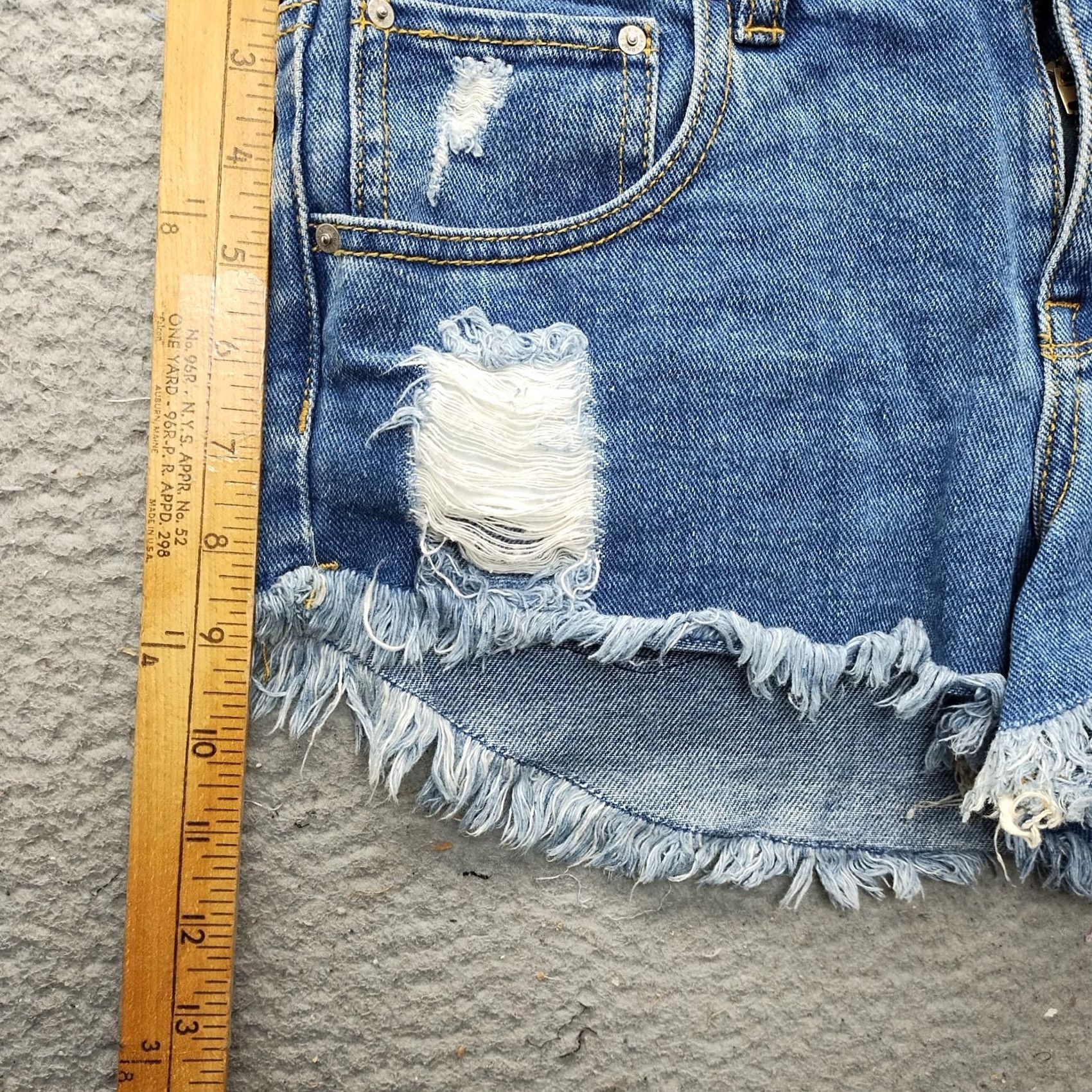 Denime P.S. Erin Wasson Womens Navy Denim Shorts 27 Distressed Frayed Hem 5-Pocket Pocket Belt Loop Cotton Casual Size 27" / US 4 / IT 40 - 7 Thumbnail