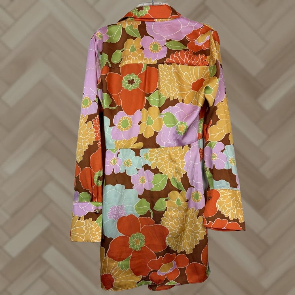 Forever 21 FOREVER 21 Y2K Wrap Mini Dress Womens M Floral Print 70s Hippie Bodycon Fit & Flare Short Brown Polyester Size M / US 6-8 / IT 42-44 - 1 Thumbnail