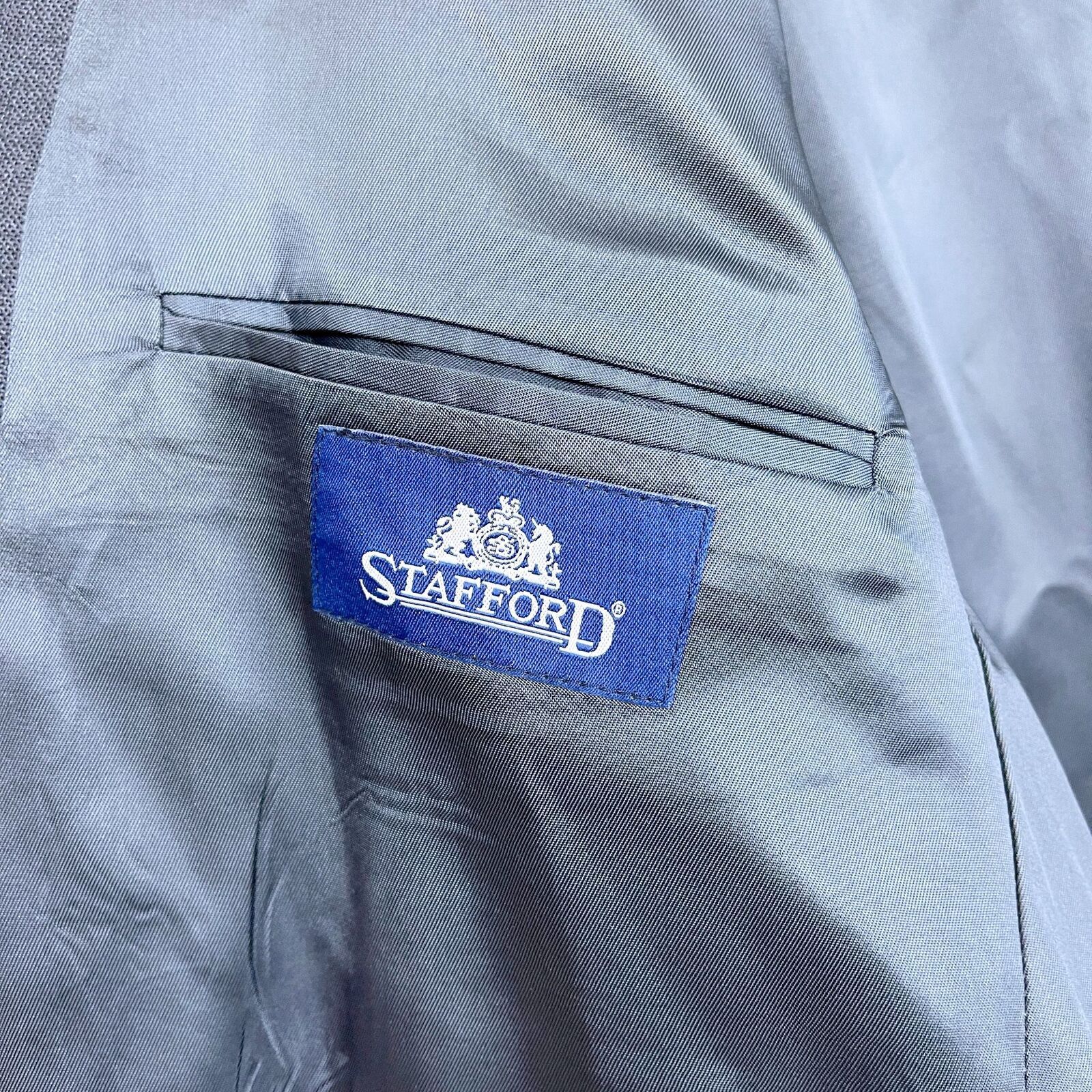 Stafford Stafford Silver Button Hopsack Blazer Gray Worsted Wool 48L Size 48L - 10 Thumbnail