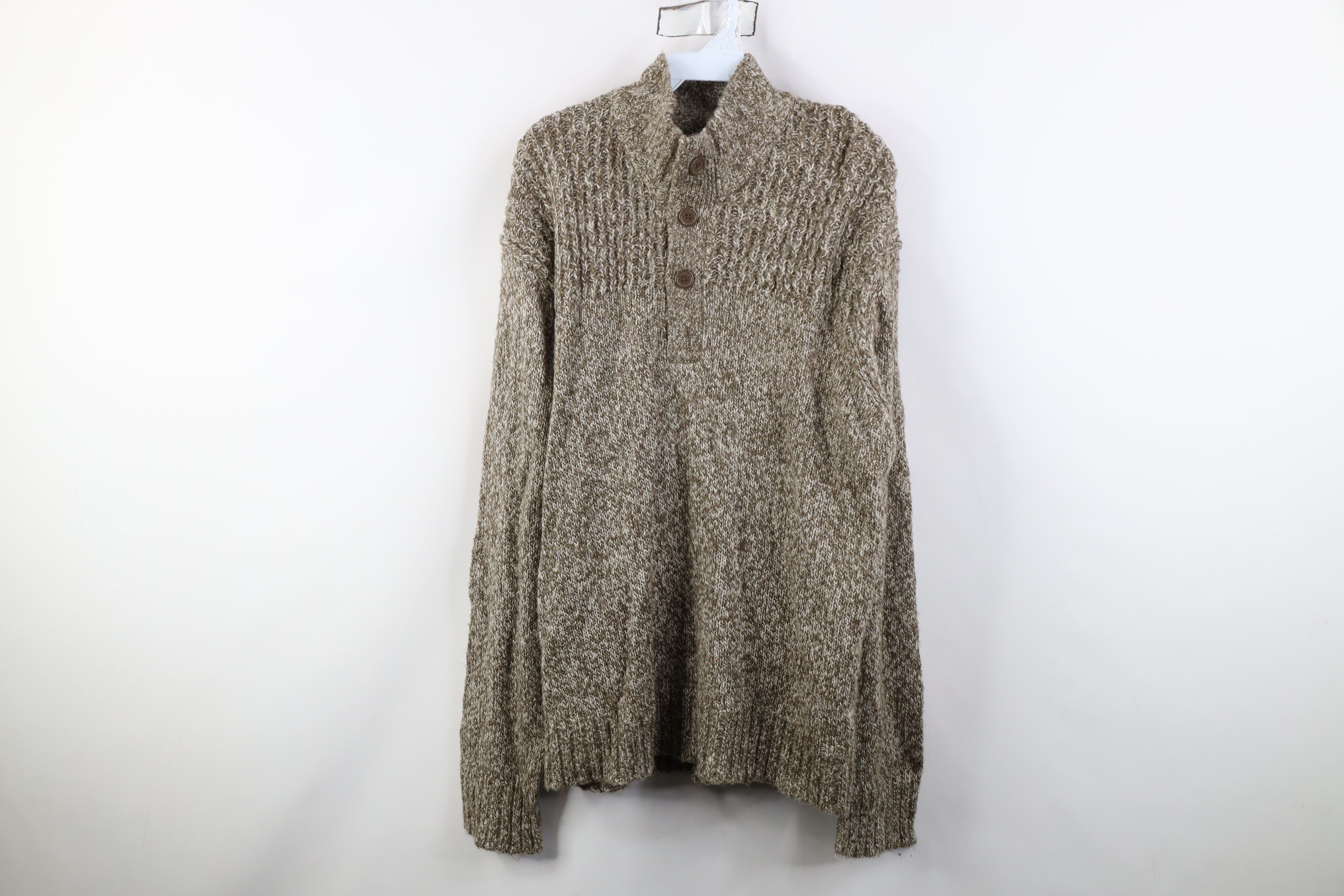 Vintage Vintage 90s Y2K Streetwear Knit Henley Sweater Heather Brown Size US XL / EU 56 / 4 - 1 Thumbnail