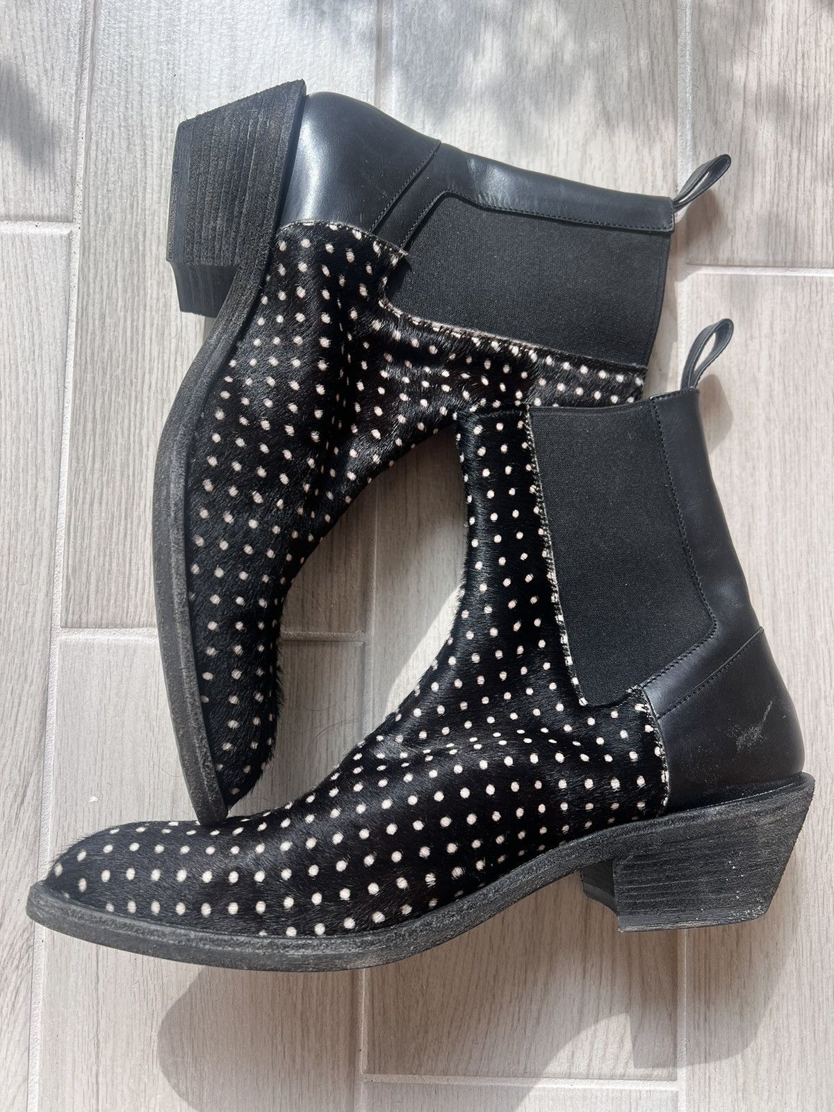 Haider Ackermann Haider Ackermann black polka dot Elasticated Chelsea boots Size US 10 / EU 43 - 2 Thumbnail