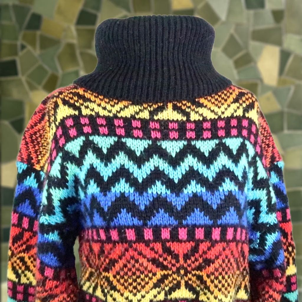 Rainbow VINTAGE Carriage Court Rainbow Snowflake Turtleneck Sweater M Women Knit Geometric 80s 90s Ski Fall Winter Pullover Mens Ladies Girls Size M / US 6-8 / IT 42-44 - 1 Thumbnail