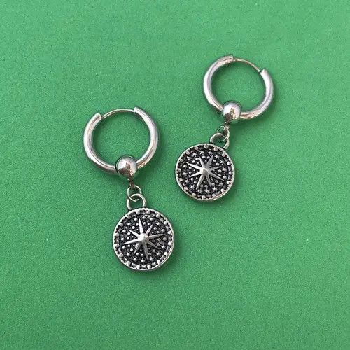 Designer × Jewelry 925 Silver Plated Sun Dangle Drop Earrings for Men Women Size ONE SIZE - 4 Thumbnail