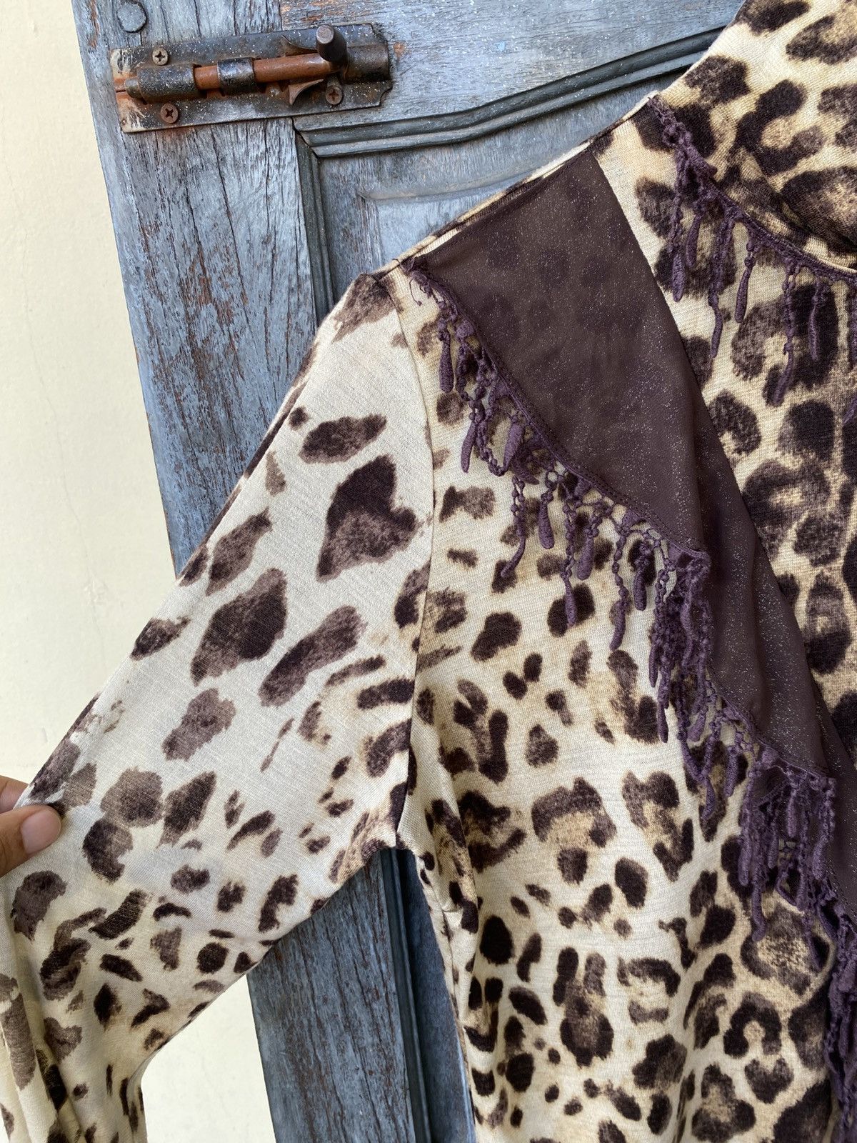 Vintage Vintage Boho Chic Ruffle Leopard Pussy Bow Blouse Japanese Size M / US 6-8 / IT 42-44 - 4 Thumbnail