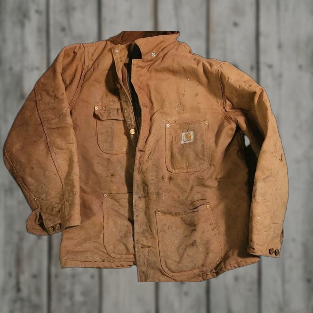 Carhartt VINTAGE Carhartt USA Painted Button Chore Jacket Men 48 Brown Lined Canvas Duck Coat Size US M / EU 48-50 / 2 - 1 Thumbnail