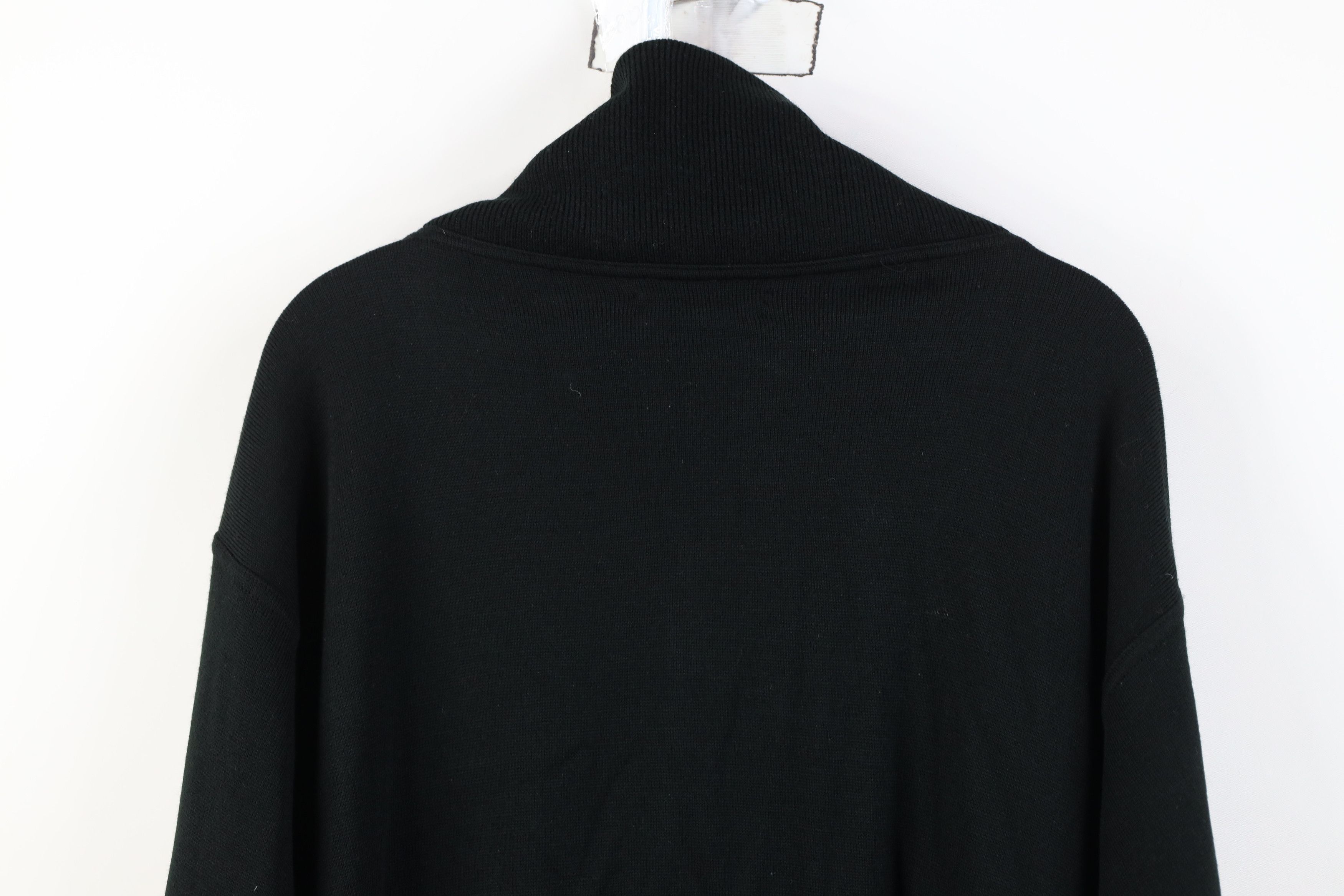 Vintage Vintage 70s Streetwear Blank Knit Shawl Henley Sweater Black Size US M / EU 48-50 / 2 - 10 Thumbnail