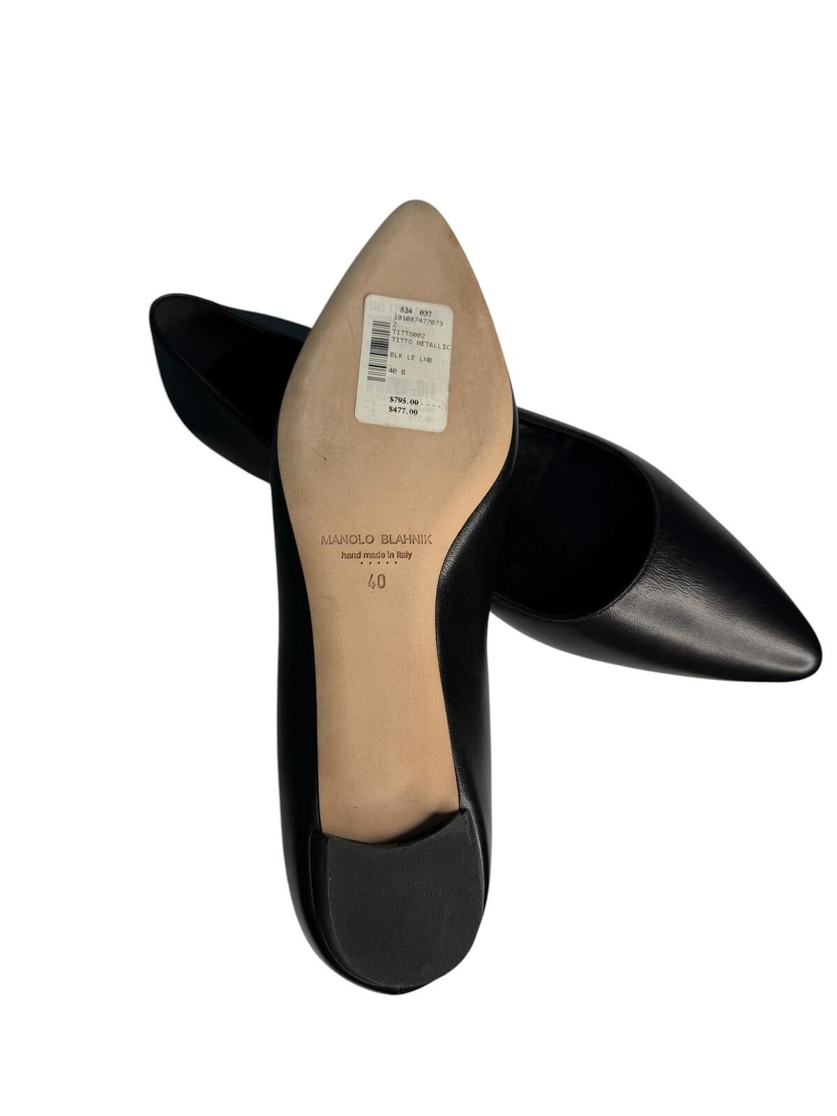 Manolo Blahnik NEW Manolo Blahnik Gala Lambskin Point Toe Flats Black EU40 Size US 9 / IT 39 - 7 Thumbnail