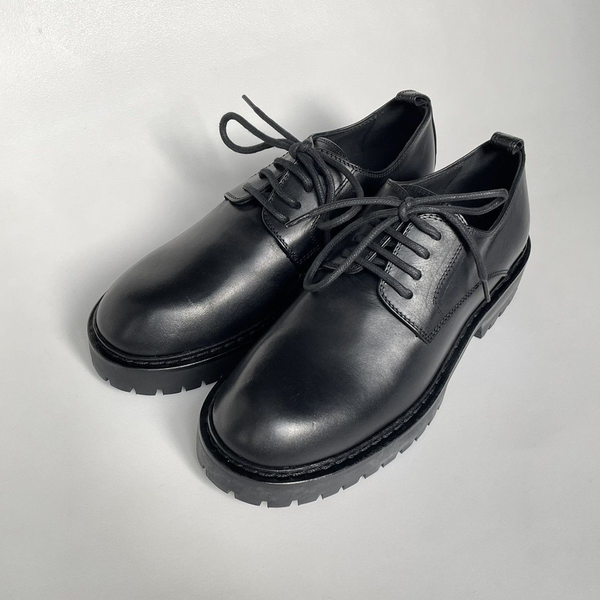 Ann Demeulemeester Black Leather Commando Sole Derbies Size US 7 / IT 37 - 2 Thumbnail