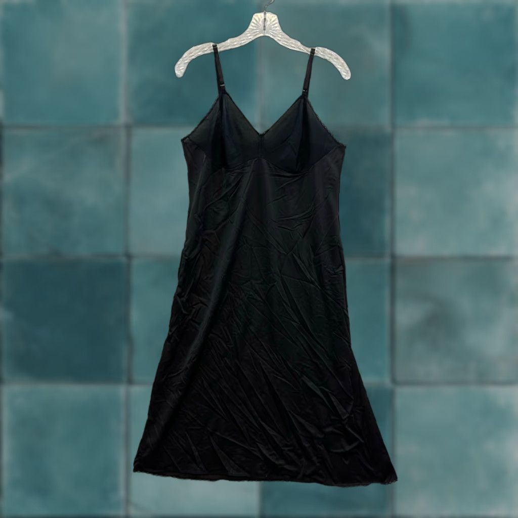 Vintage VINTAGE Vanity Fair Slip Dress L - Black Midi Lingerie 38 Medium Large Dress Size L / US 10 / IT 46 - 1 Thumbnail