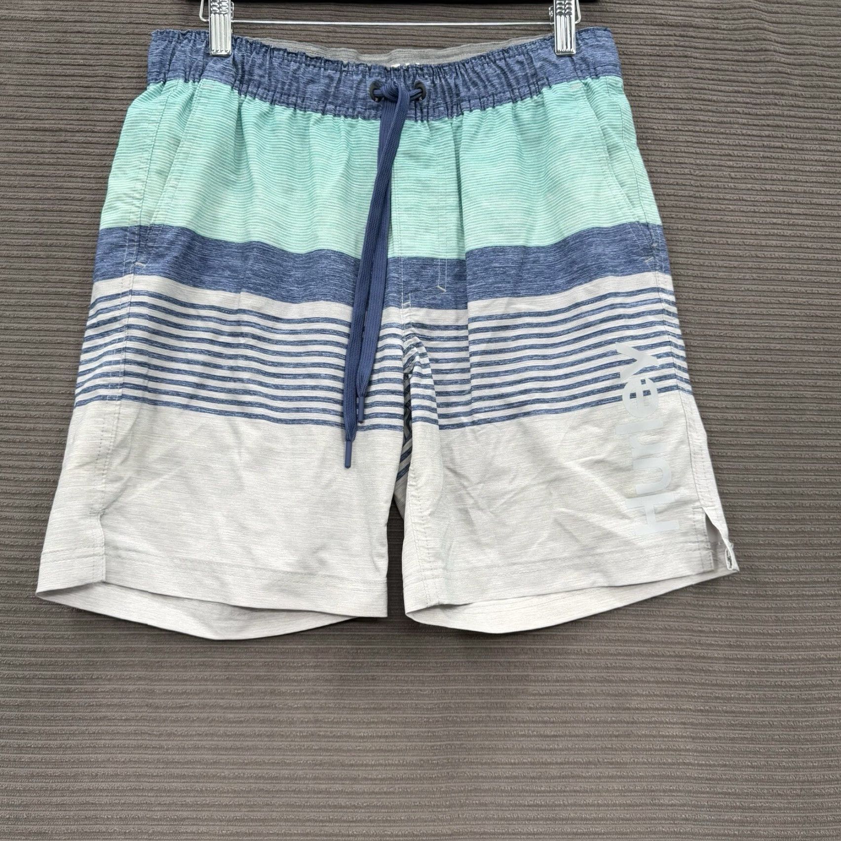 Hurley Hurley Swim Short Men M Polyester Drawstring Beach Weekend Vacation Multicolor Striped 7in Inseam 17in Outerseam Bottom Size US 31 - 2 Thumbnail