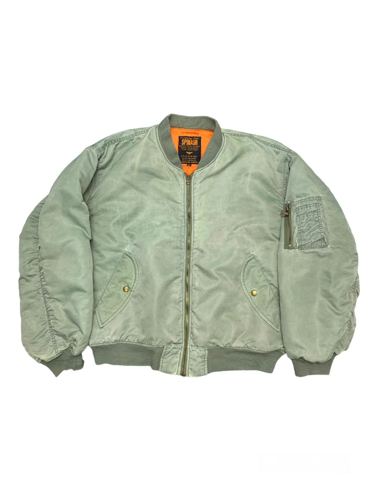 image of 90's Japanesebrand Spinash Faded Bomber Jacket in Faded Green, Men's (Size XL)