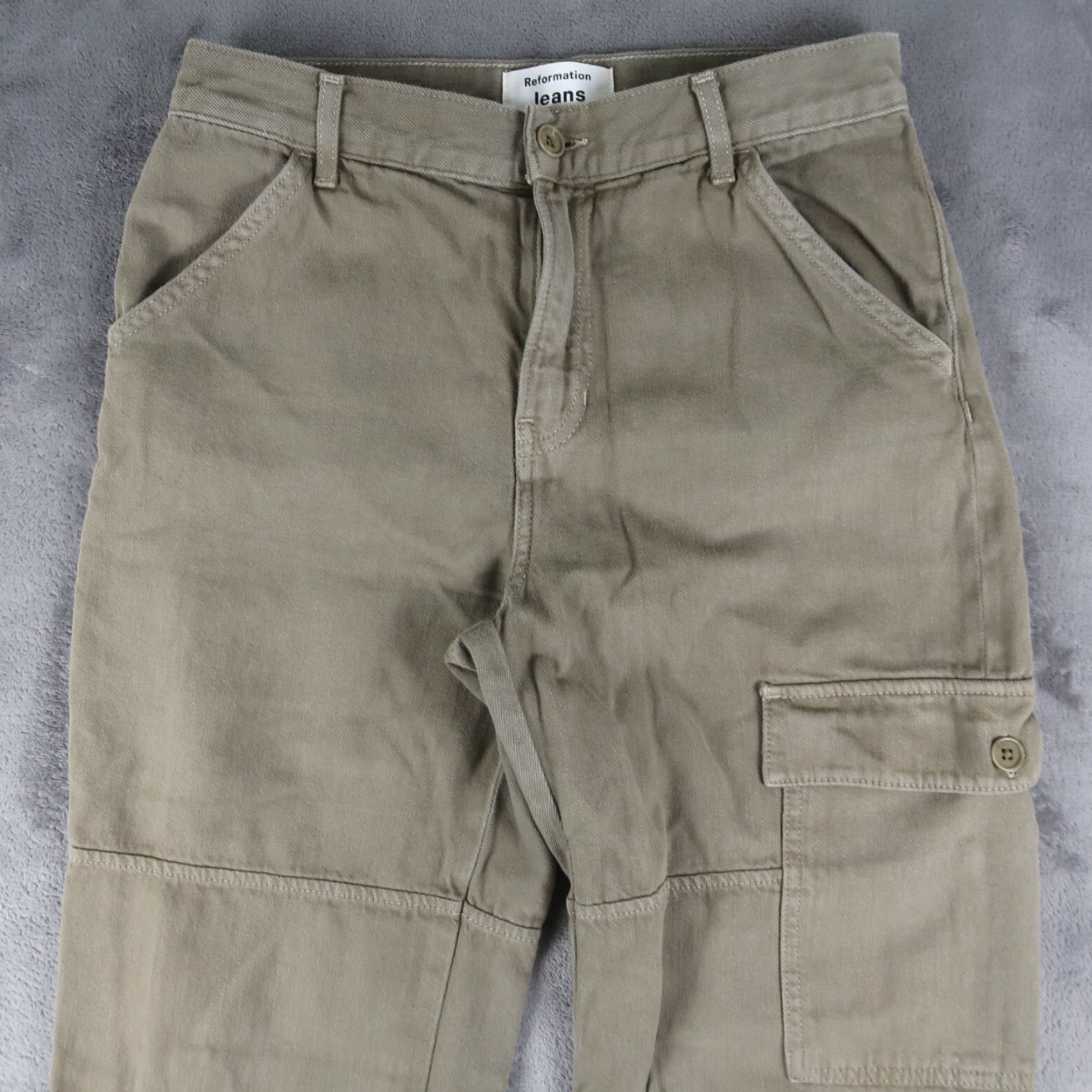 Reformation Reformation Womens Bailey High Rise Utility Cargo Pants Cotton Army Green Size 27" / US 4 / IT 40 - 3 Thumbnail