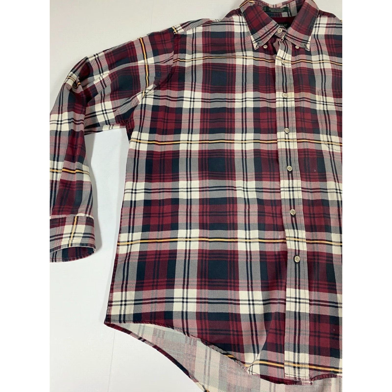 Vintage Hunt Club Shirt Mens Large Red Plaid Button-Down Short Sleeve Collared Button-Up Knit Polyester Size US L / EU 52-54 / 3 - 4 Thumbnail