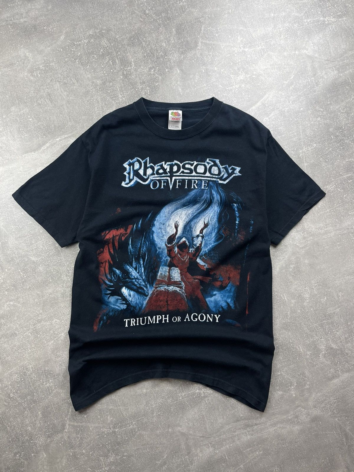 Band Tees × Vintage Rhapsody Of Fire Triumph Or Agony Vintage Black Rock T-Shirt Size US L / EU 52-54 / 3 - 2 Thumbnail