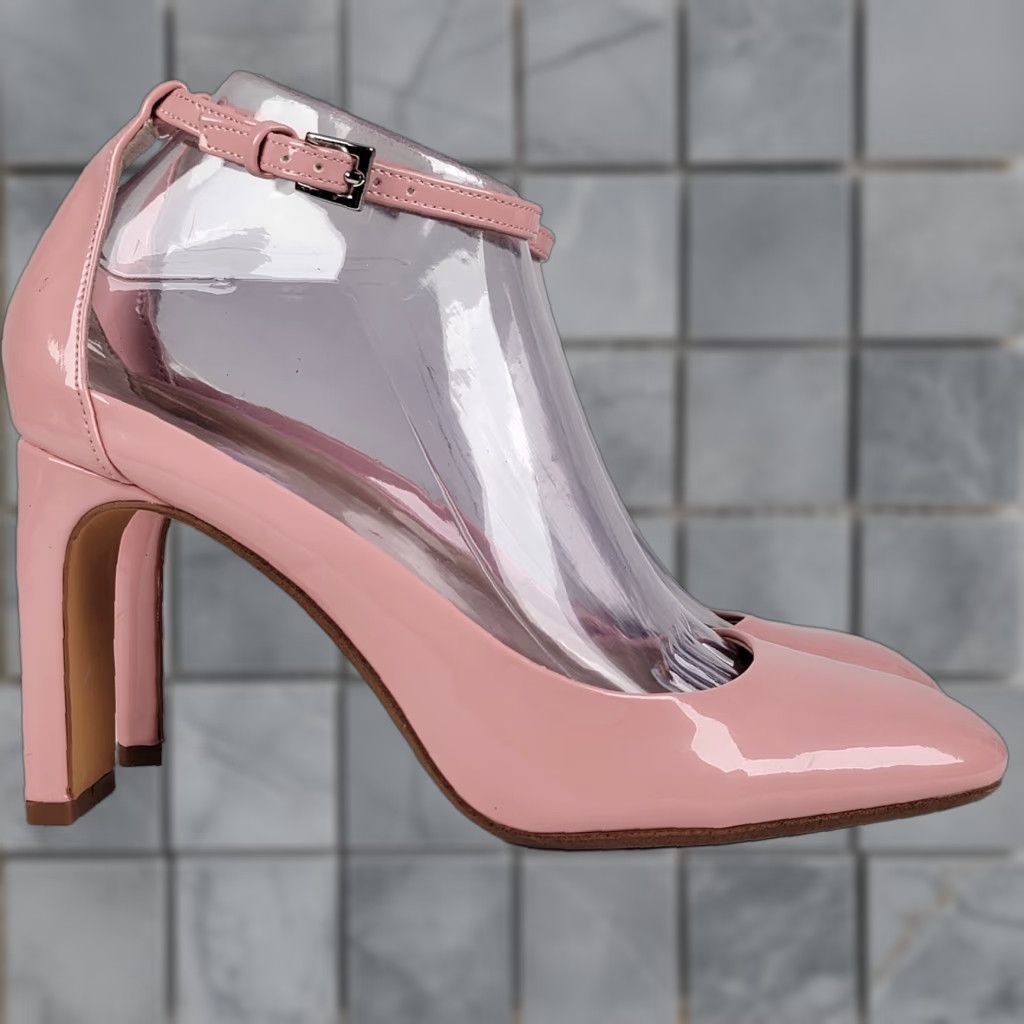 Bershka Bershka Women’s Blush Pink Strappy Heels Size 39/8.5 Sh o e Block Heel Patent Leather Party/Cocktail Womens Size US 9 / IT 39 - 1 Thumbnail