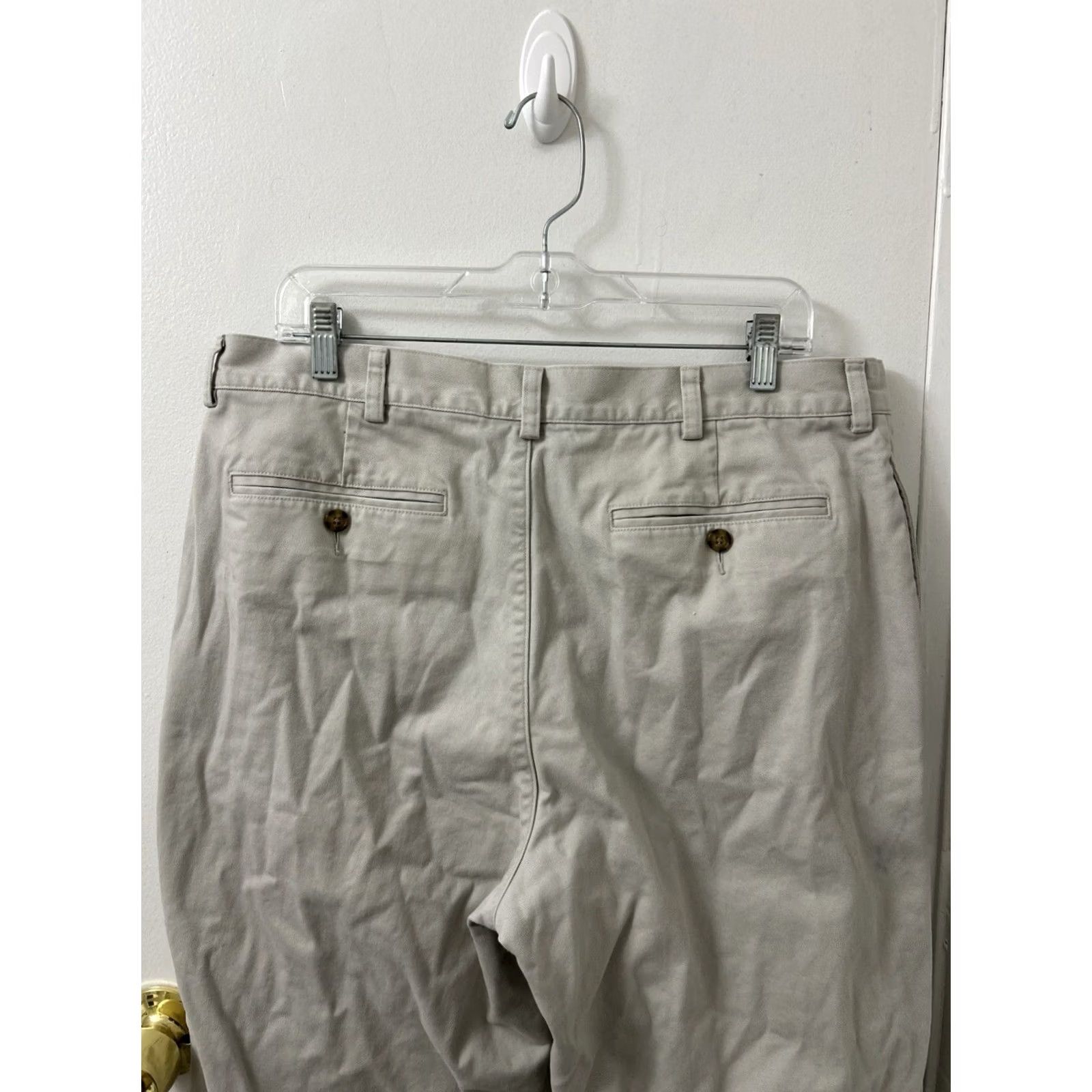 Vintage L.L.Bean Pants Mens 36x30 Beige Natural Fit Chino Workwear Casual Wool Plaid Lined 162385 Size US 36 / EU 52 - 6 Thumbnail