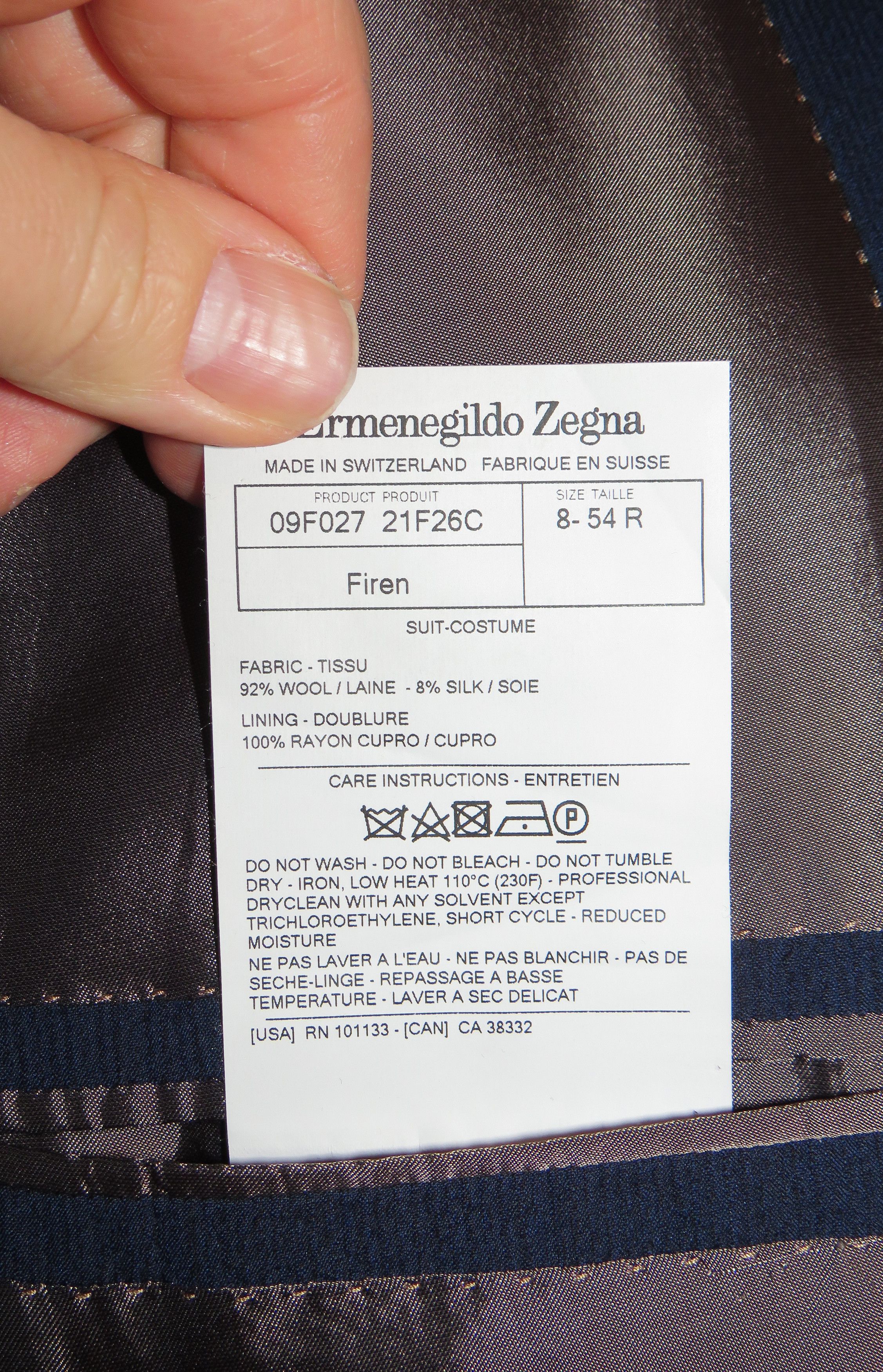 Ermenegildo Zegna Su Misura High Performance Current Three Roll Two Suit 44R Size 44R - 16 Thumbnail
