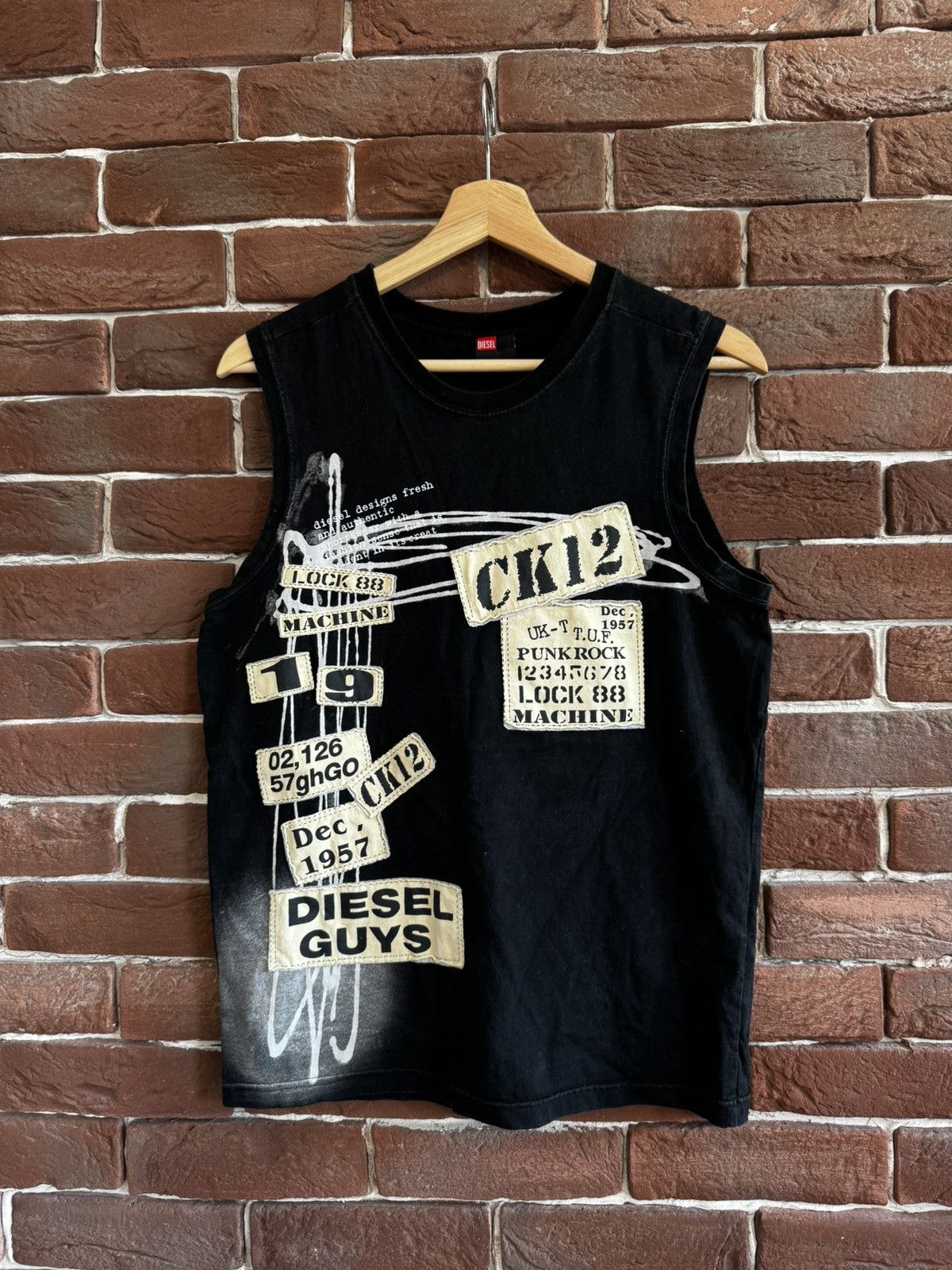 【archive】90s DIESEL Sleeveless Tank-top DIESEL Vintage Denim Top Sleeveless Asymmetrical Zip Blouse